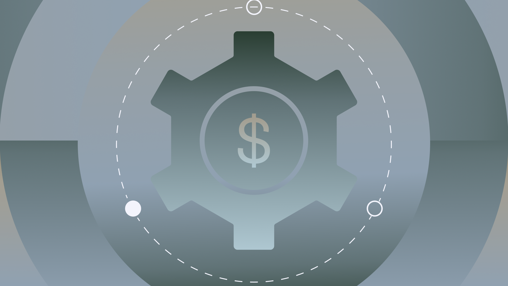 Safeguarded dollar sign icon within co-centric circles