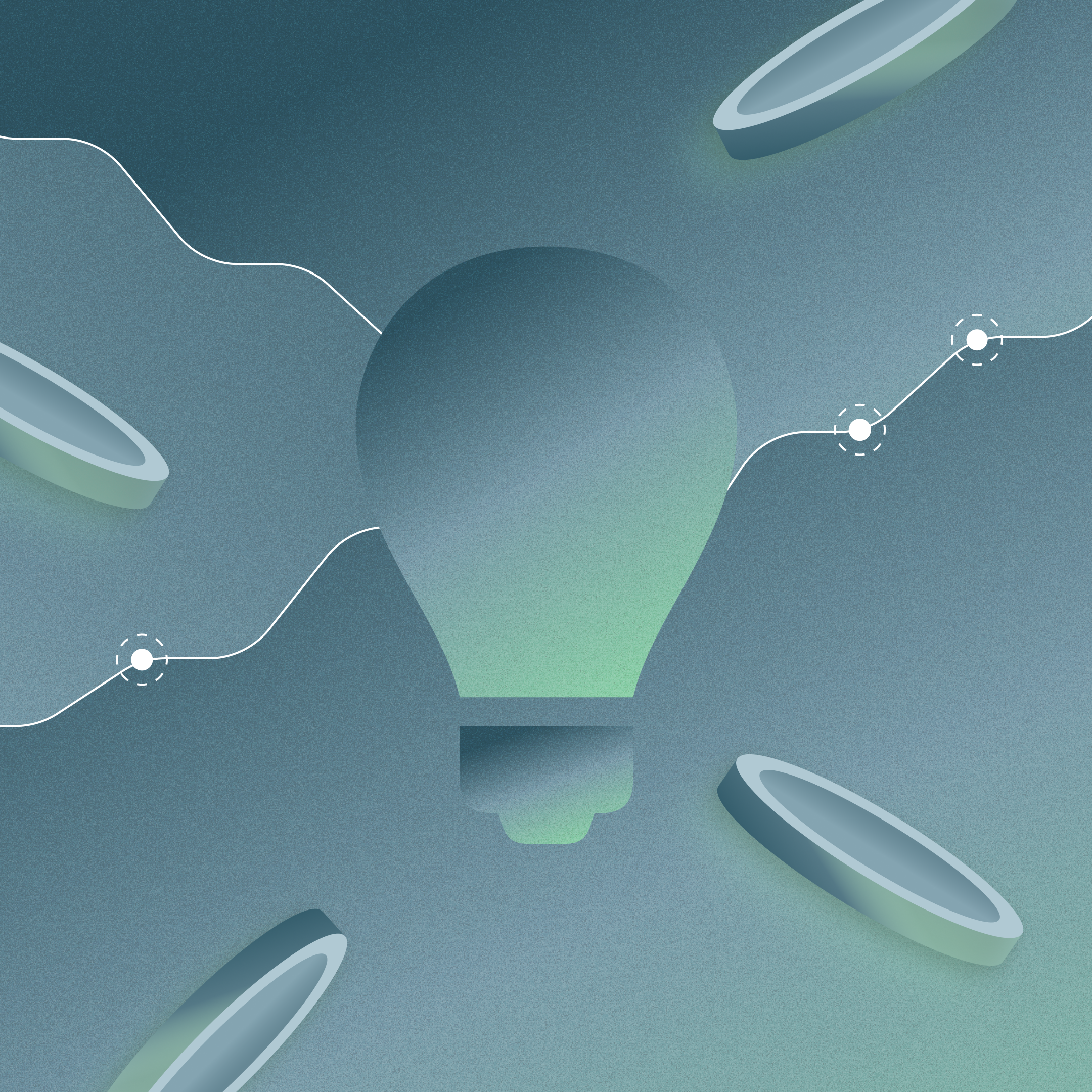 Graphic of light bulb with connecting lines