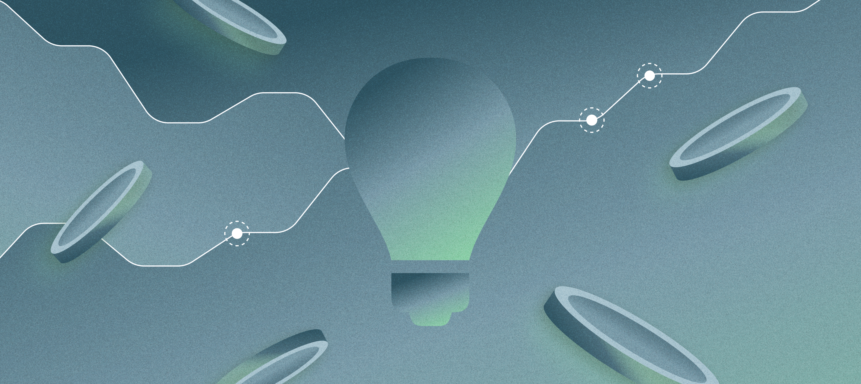 Graphic of light bulb with connecting lines