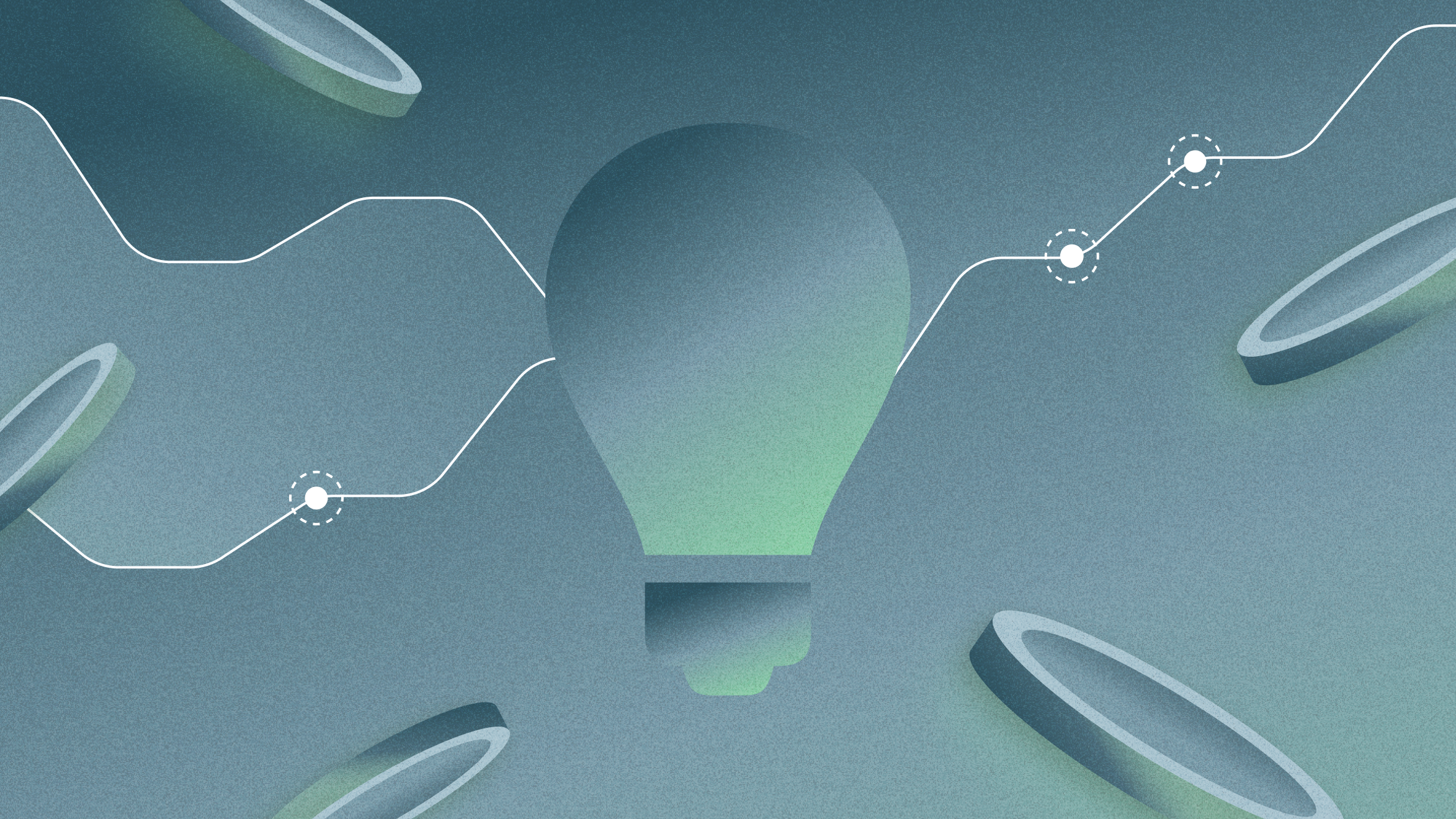 Graphic of light bulb with connecting lines