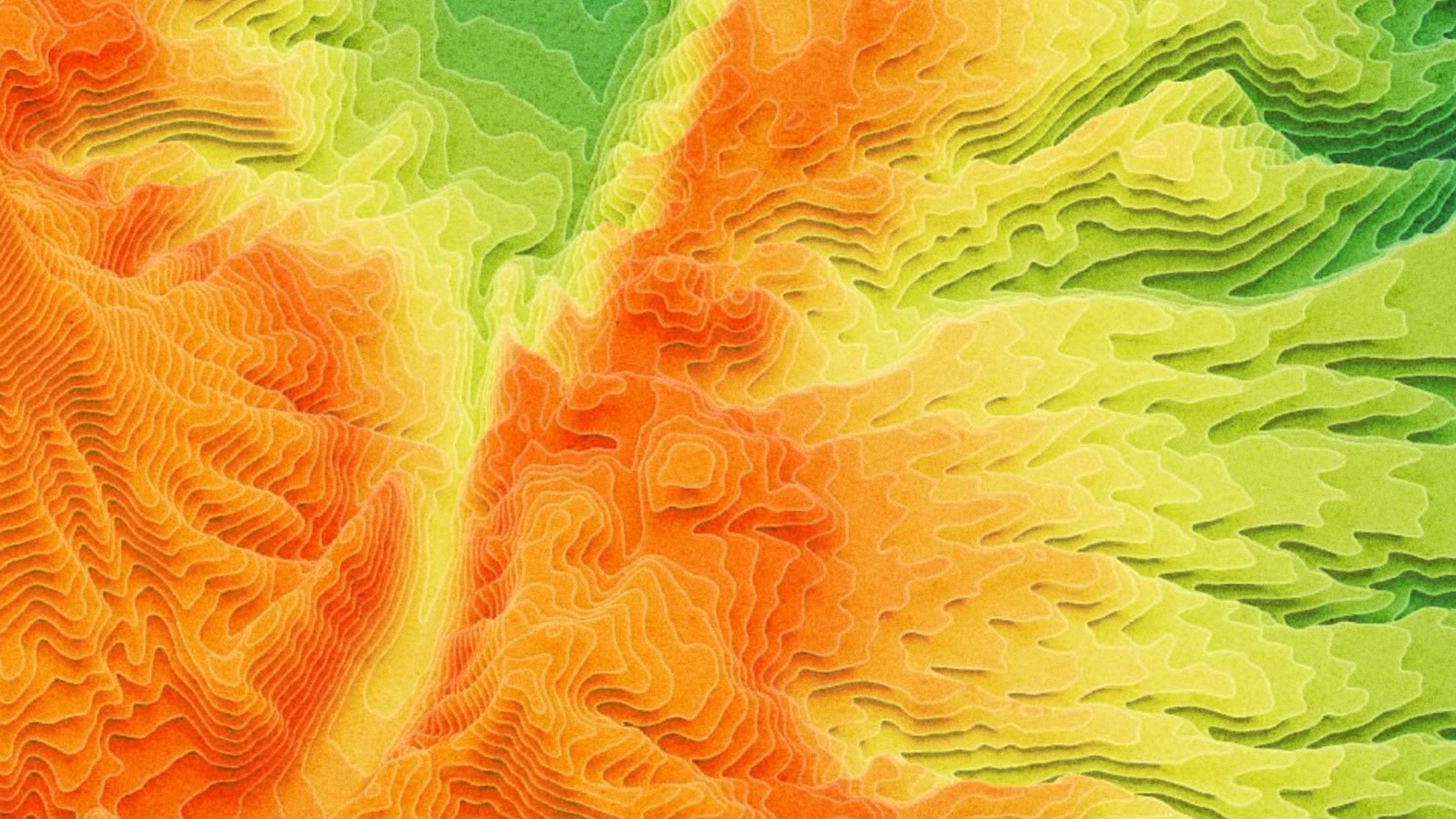 Map showing orange, yellow, and green shades