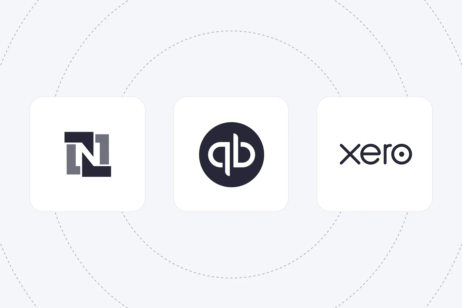 Logos for QuickBooks, NetSuite, and Xero