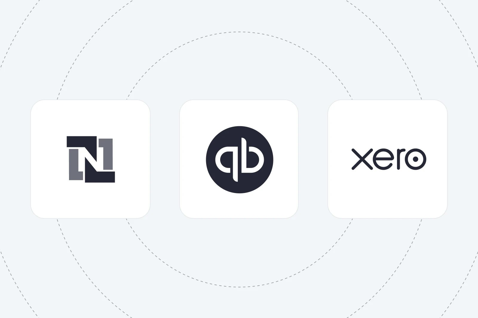 Logos for QuickBooks, NetSuite, and Xero