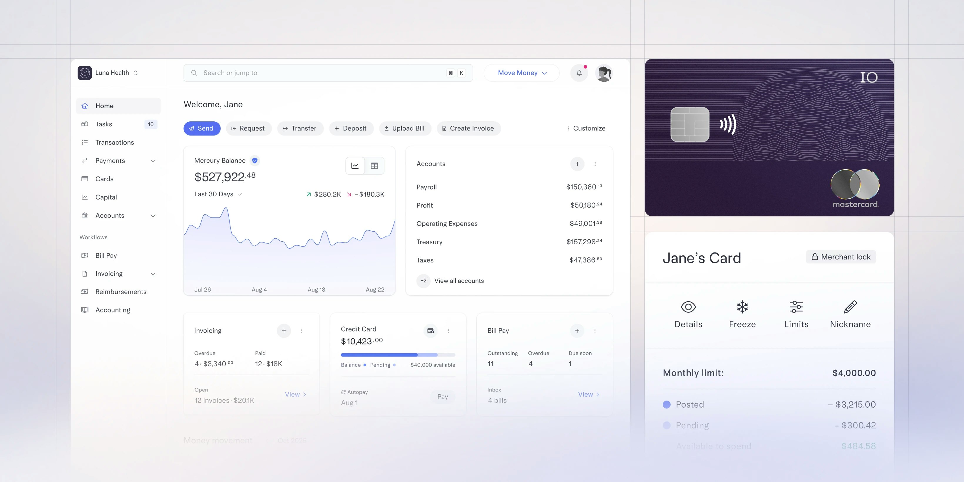 Image showing dashboard, IO credit card, card controls