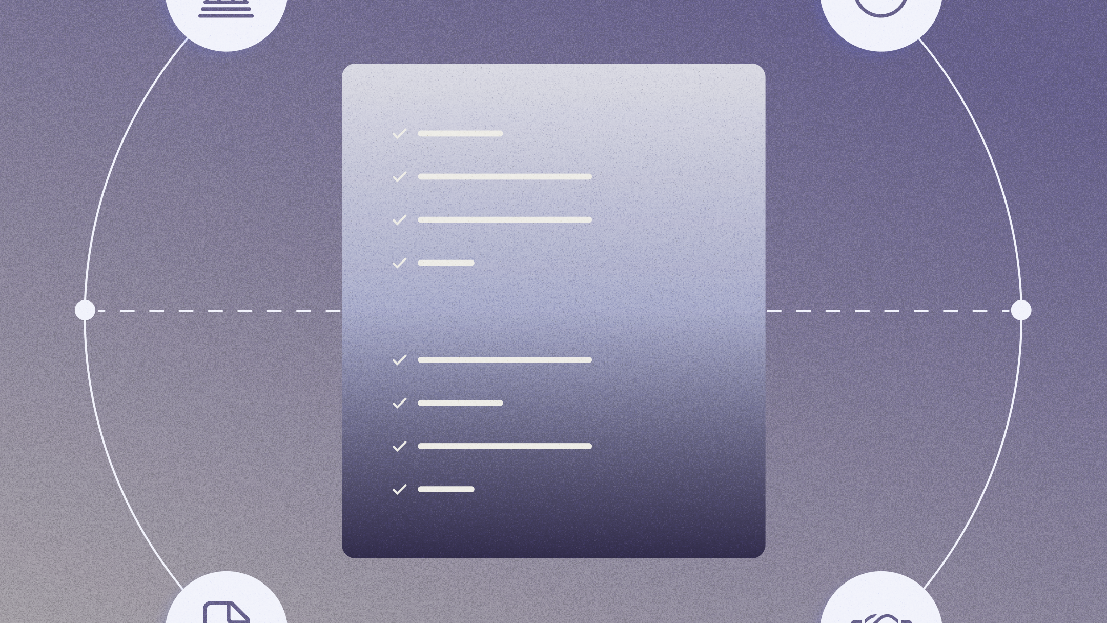 Checklist in middle of four icons (bank, checkmark, document, handshake)