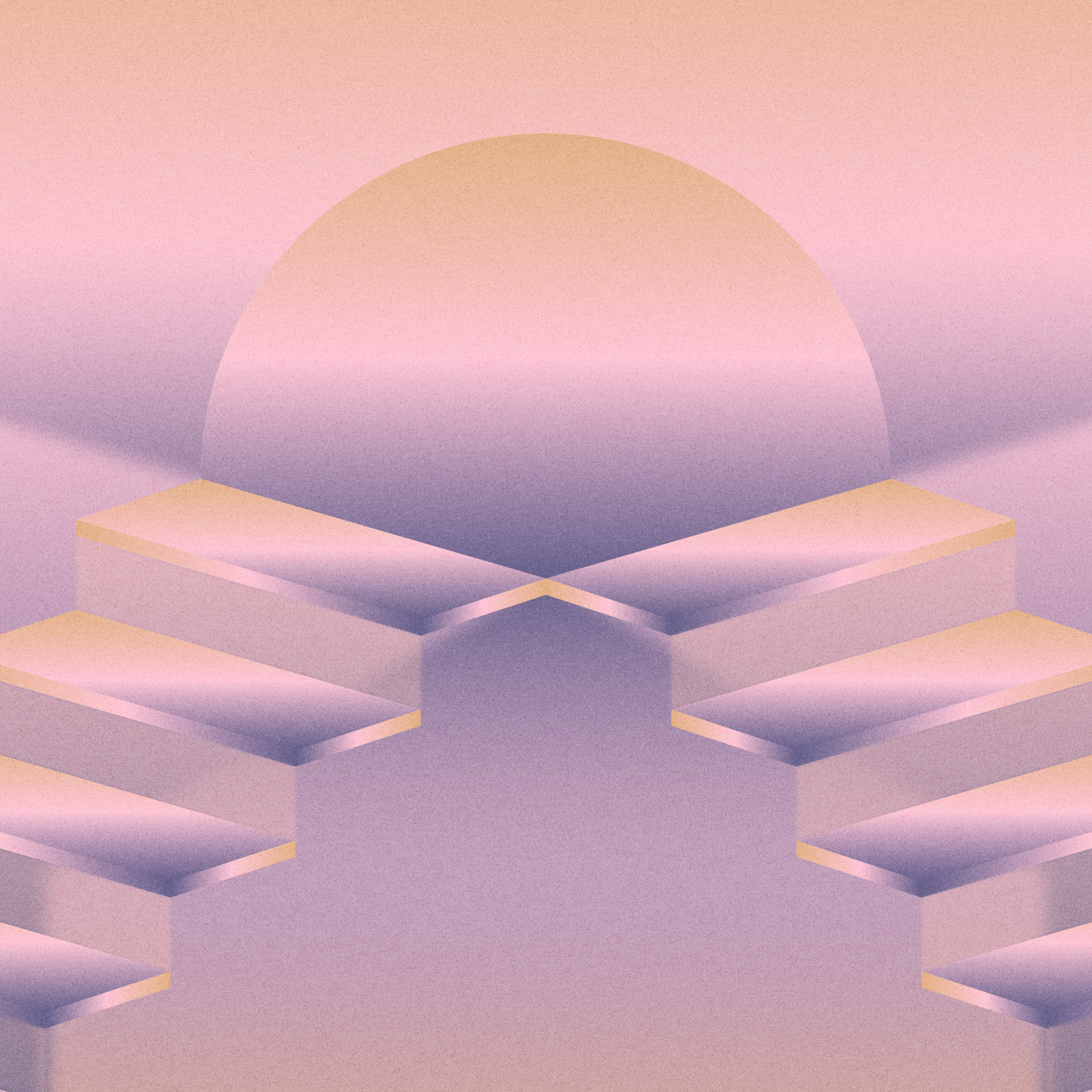 Graphic of sun rising over two staircases