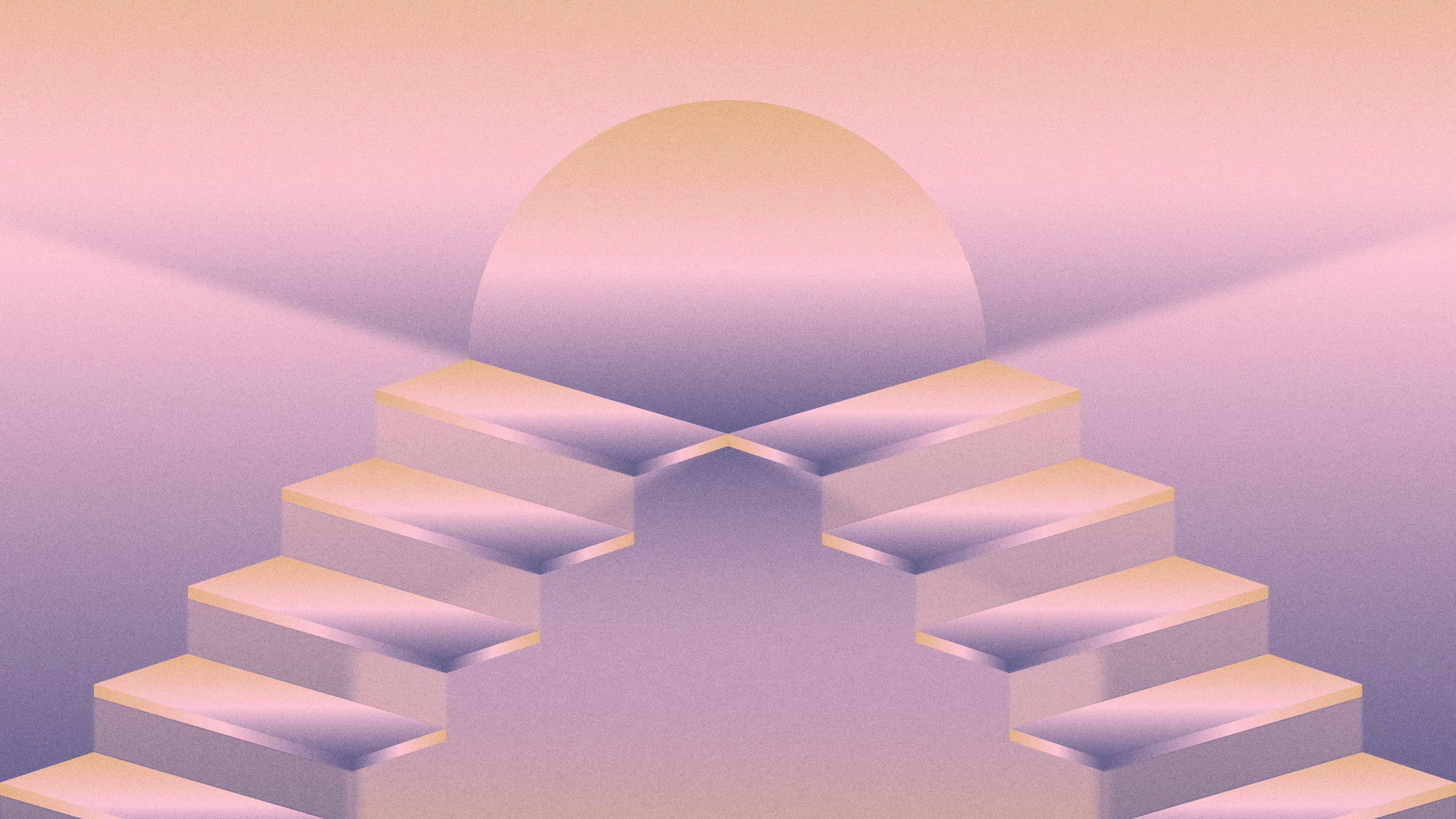 Graphic of sun rising over two staircases