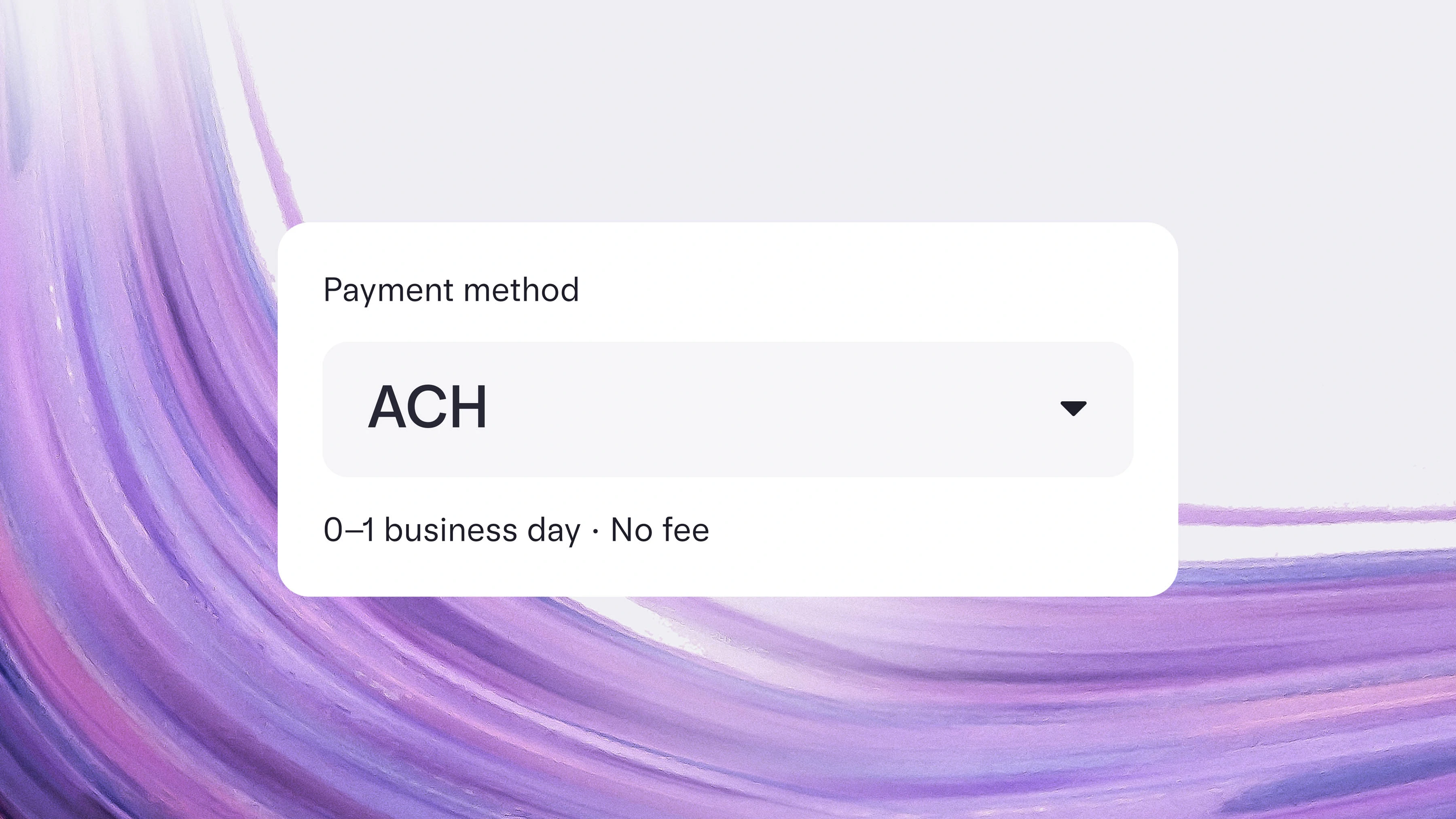 An image showing ACH as selected payment method on a painted background