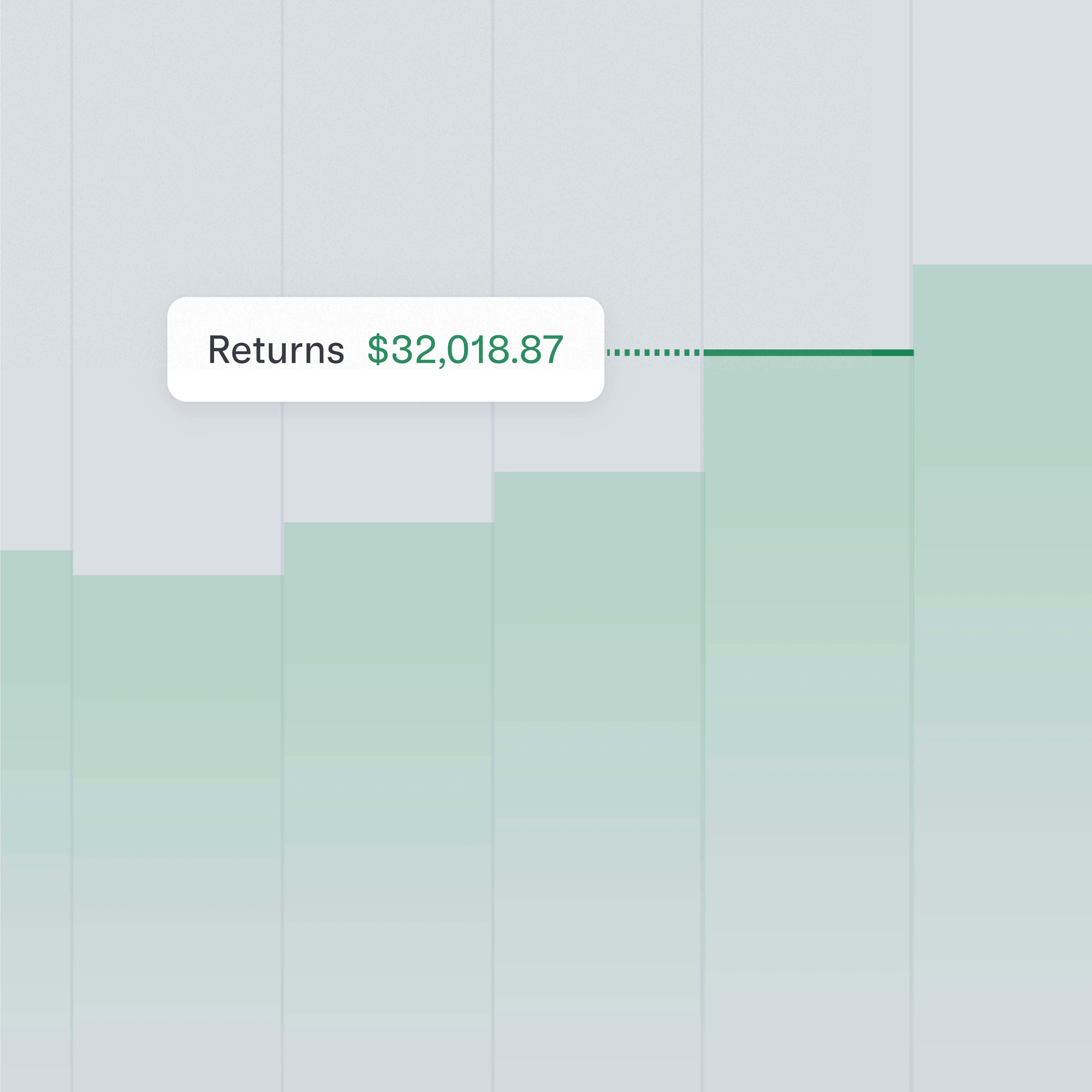 Chart showing a growing Treasury balance with returns over time