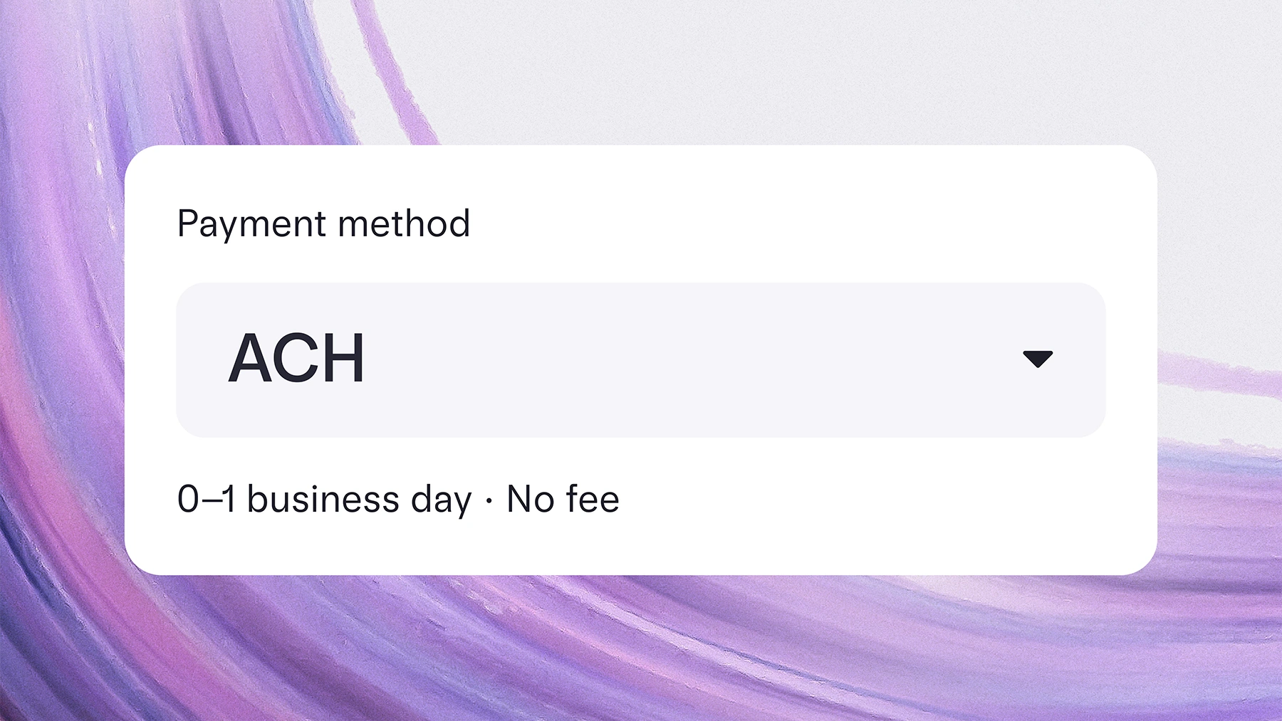 An image showing ACH as selected payment method on a painted background