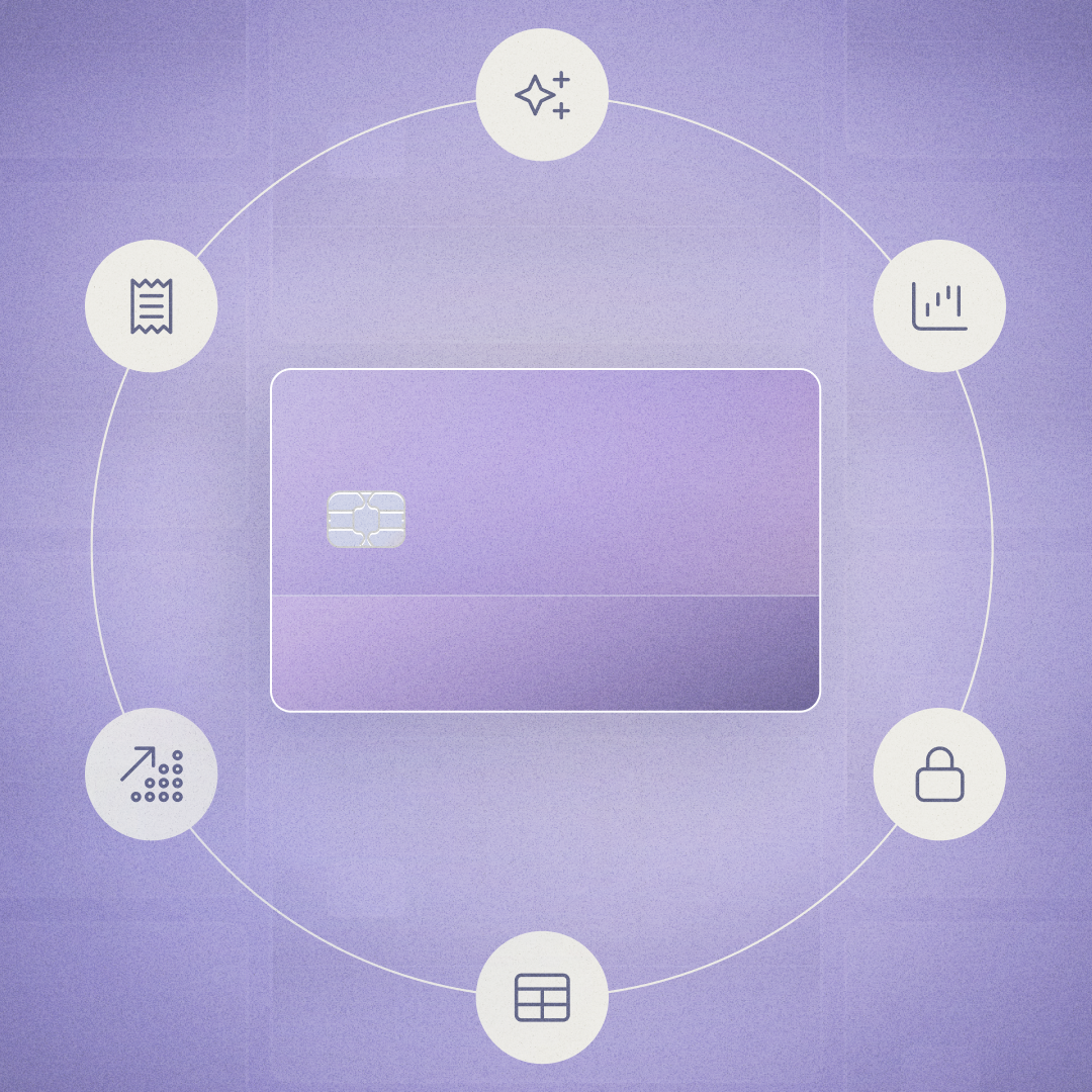 Credit card in center of icons