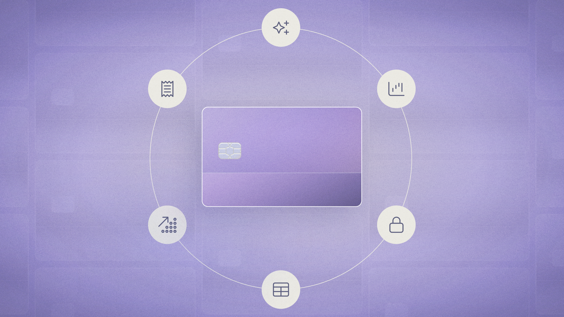 Credit card in center of icons
