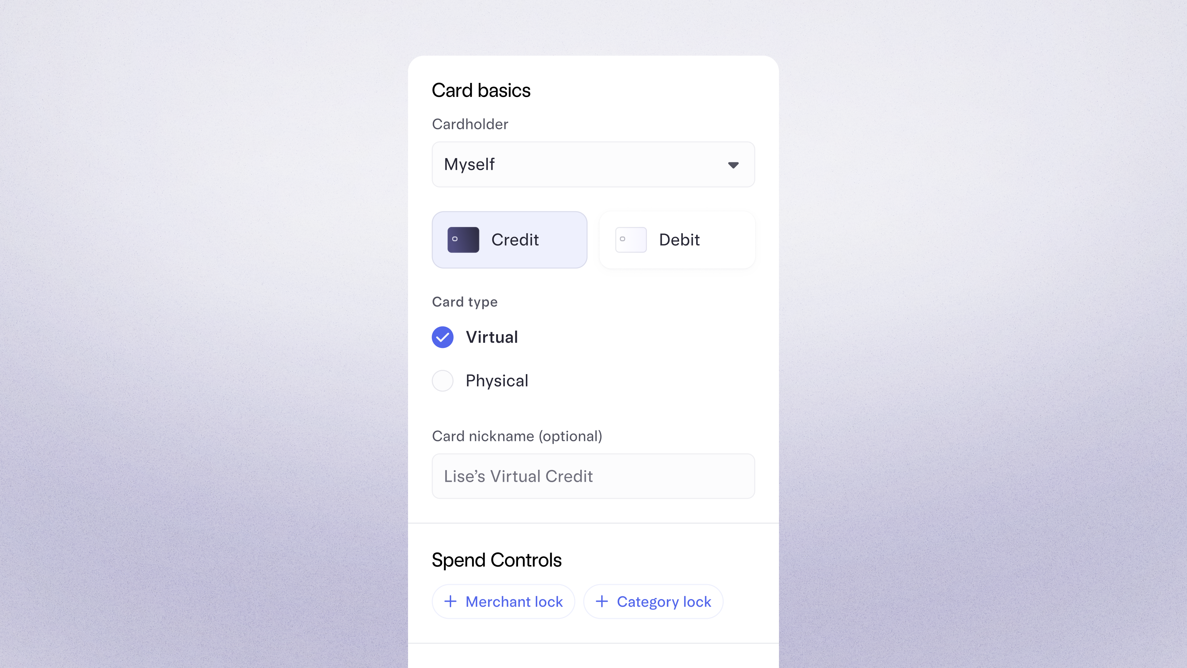 Card basics UI