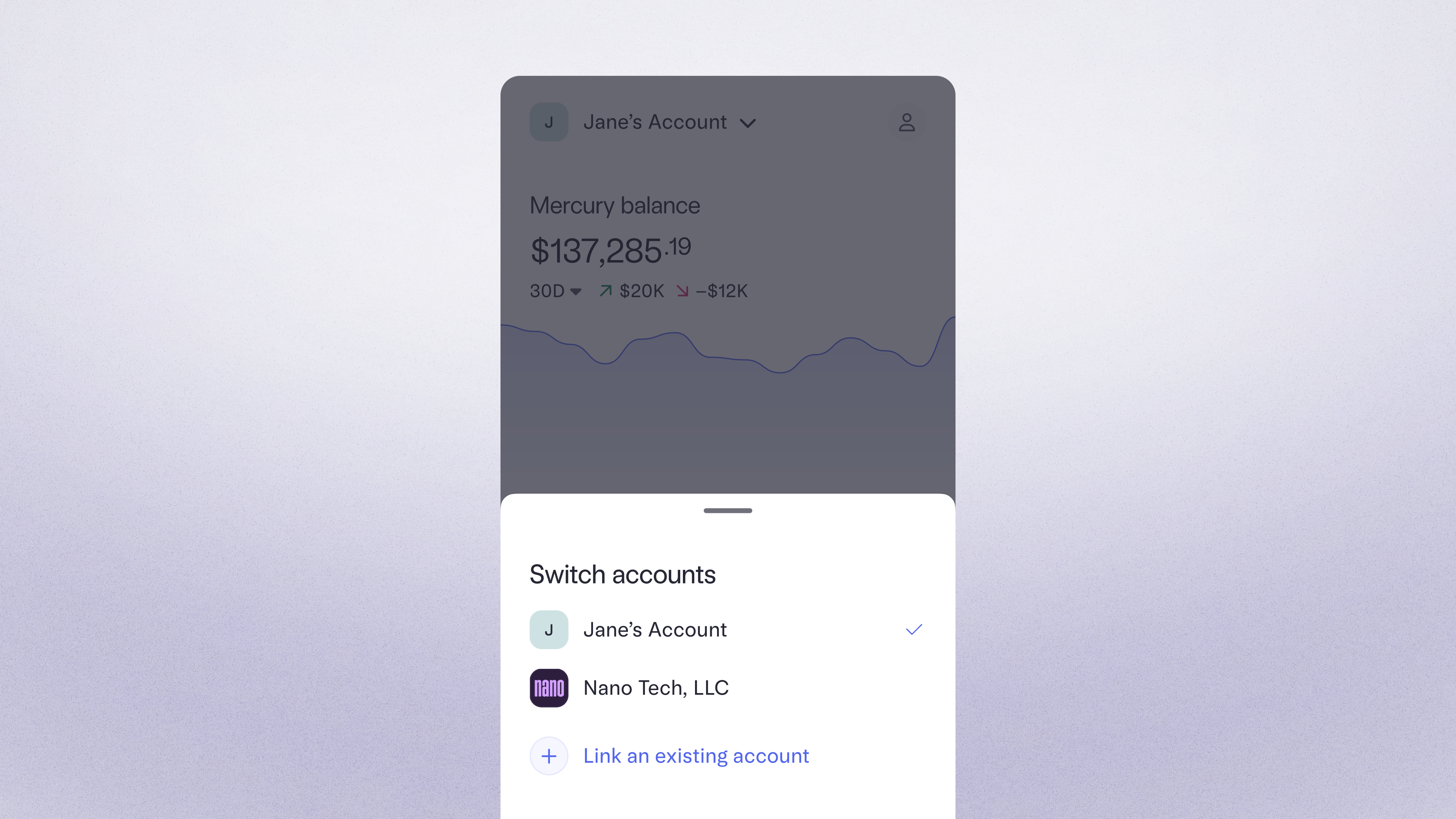 Switching between business and personal accounts