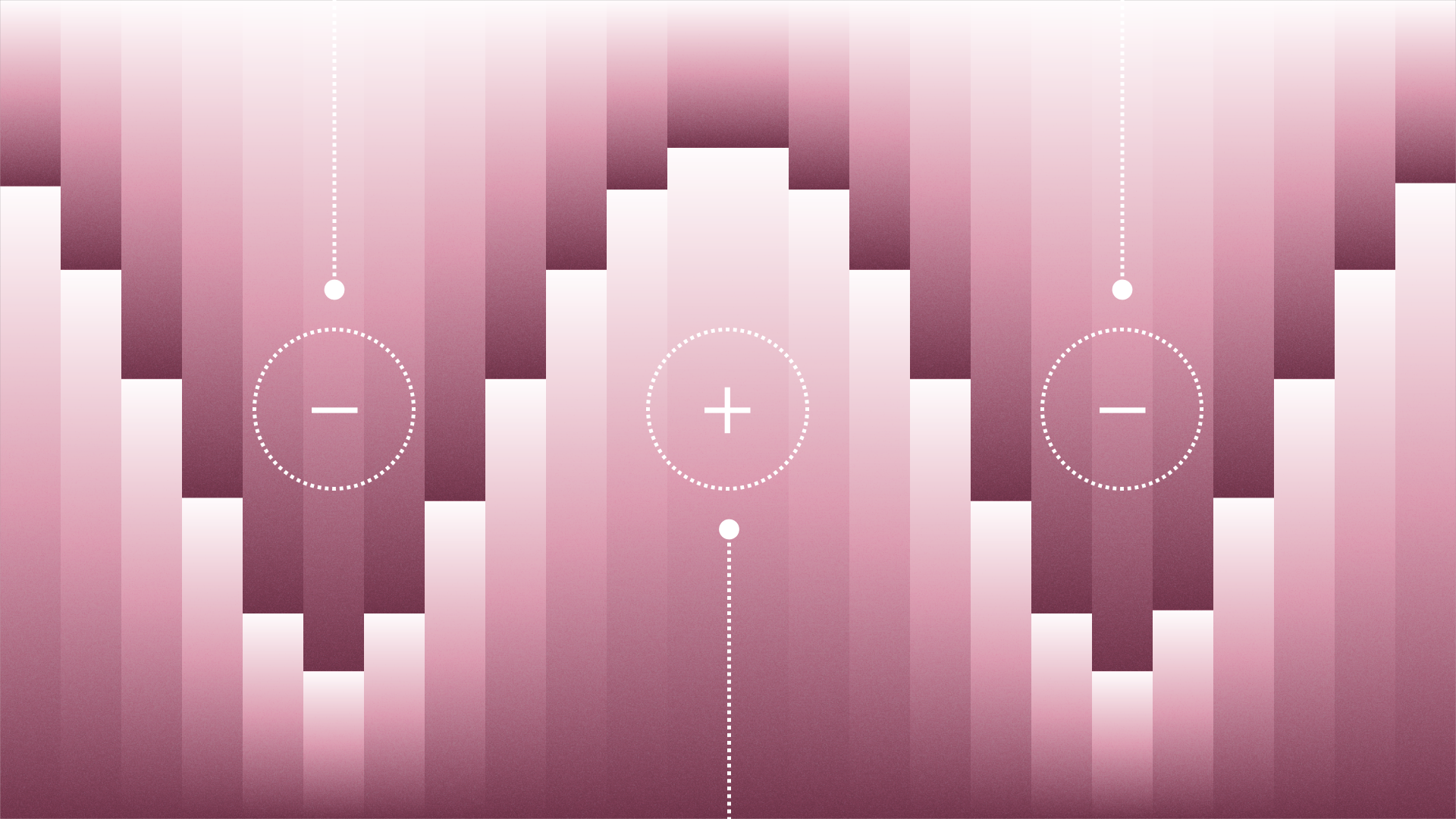Bars with pink gradient and plus and minus signs