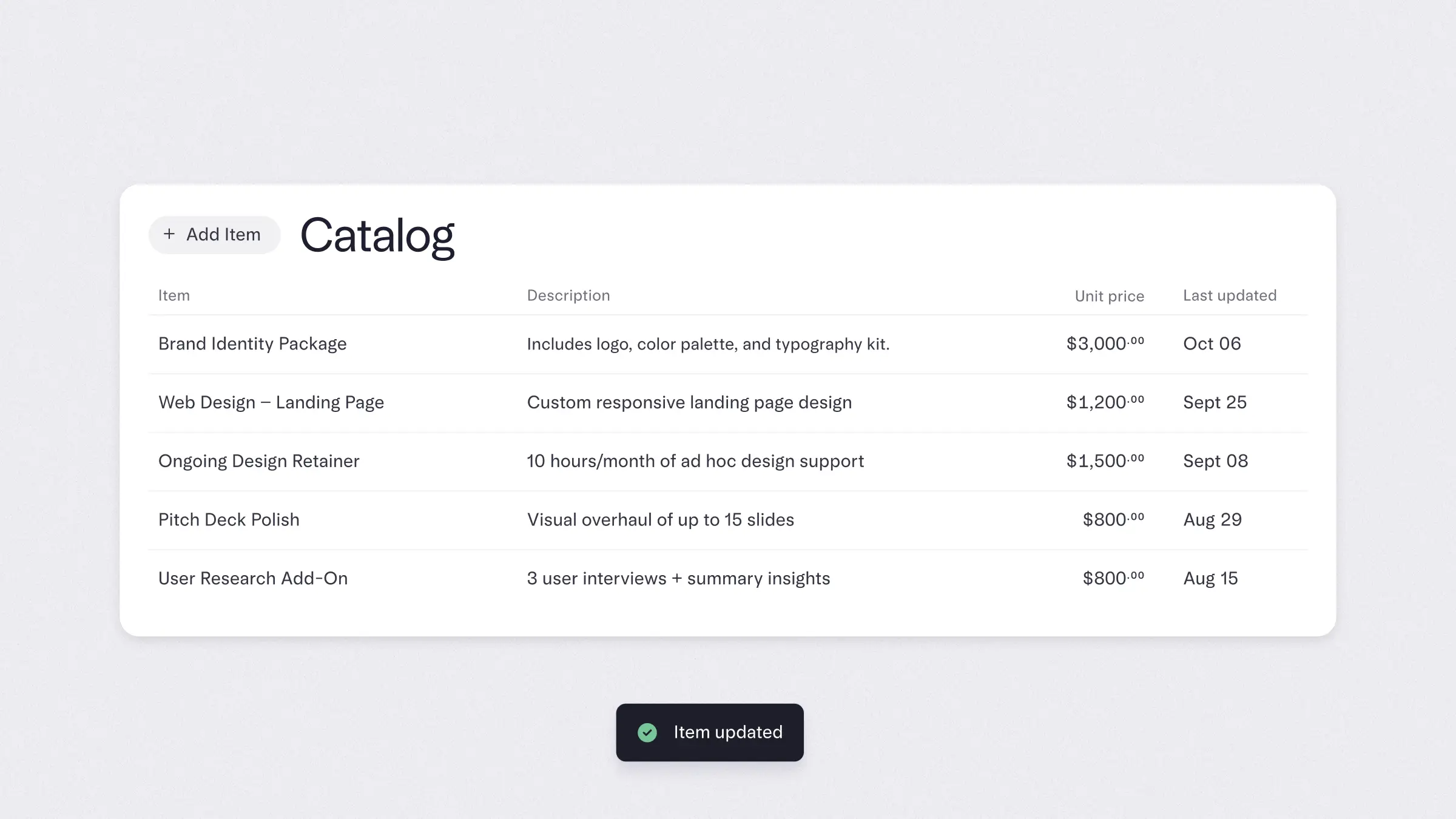 Image showing catalog on the dashboard