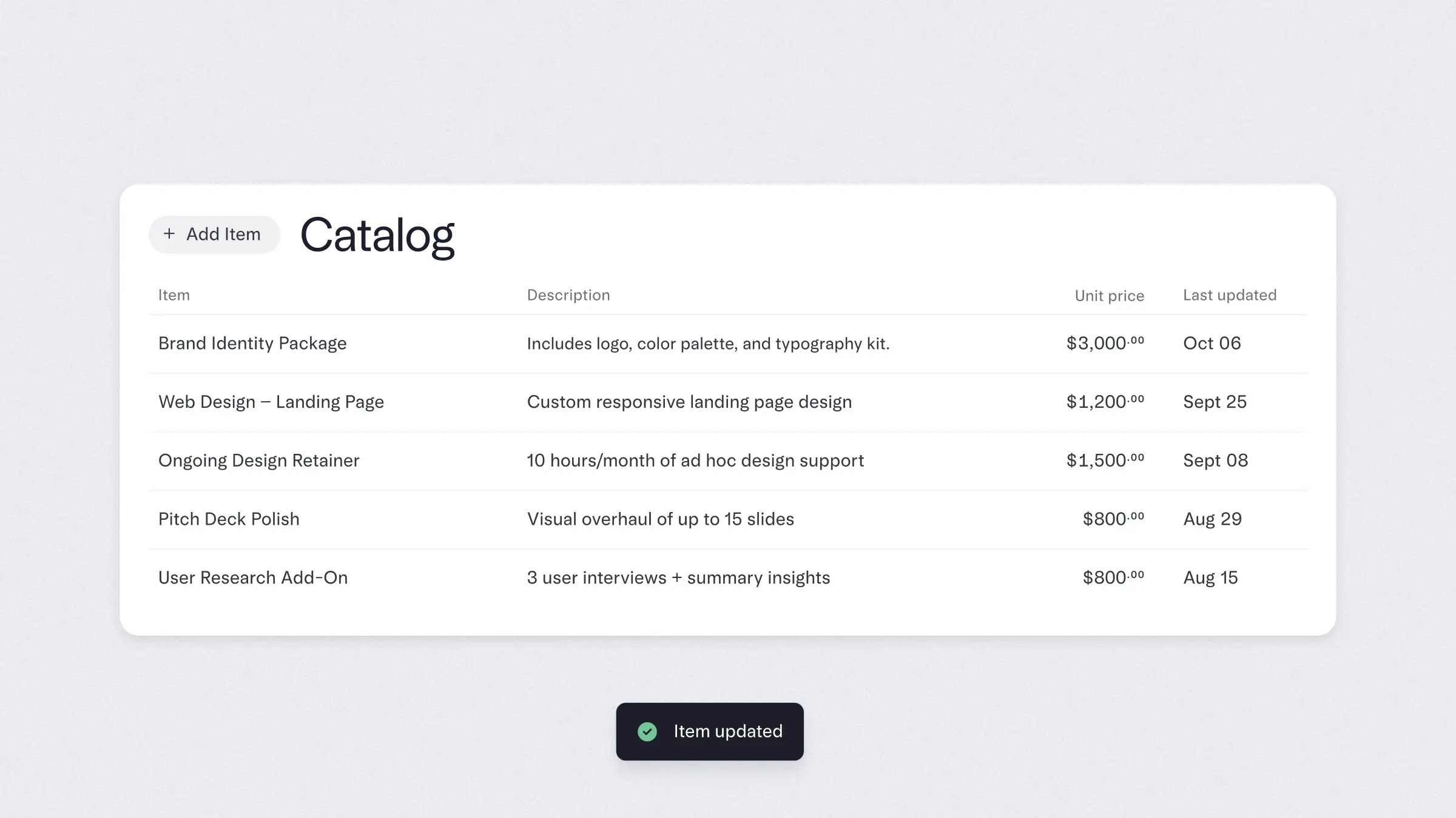 Image showing catalog on the dashboard
