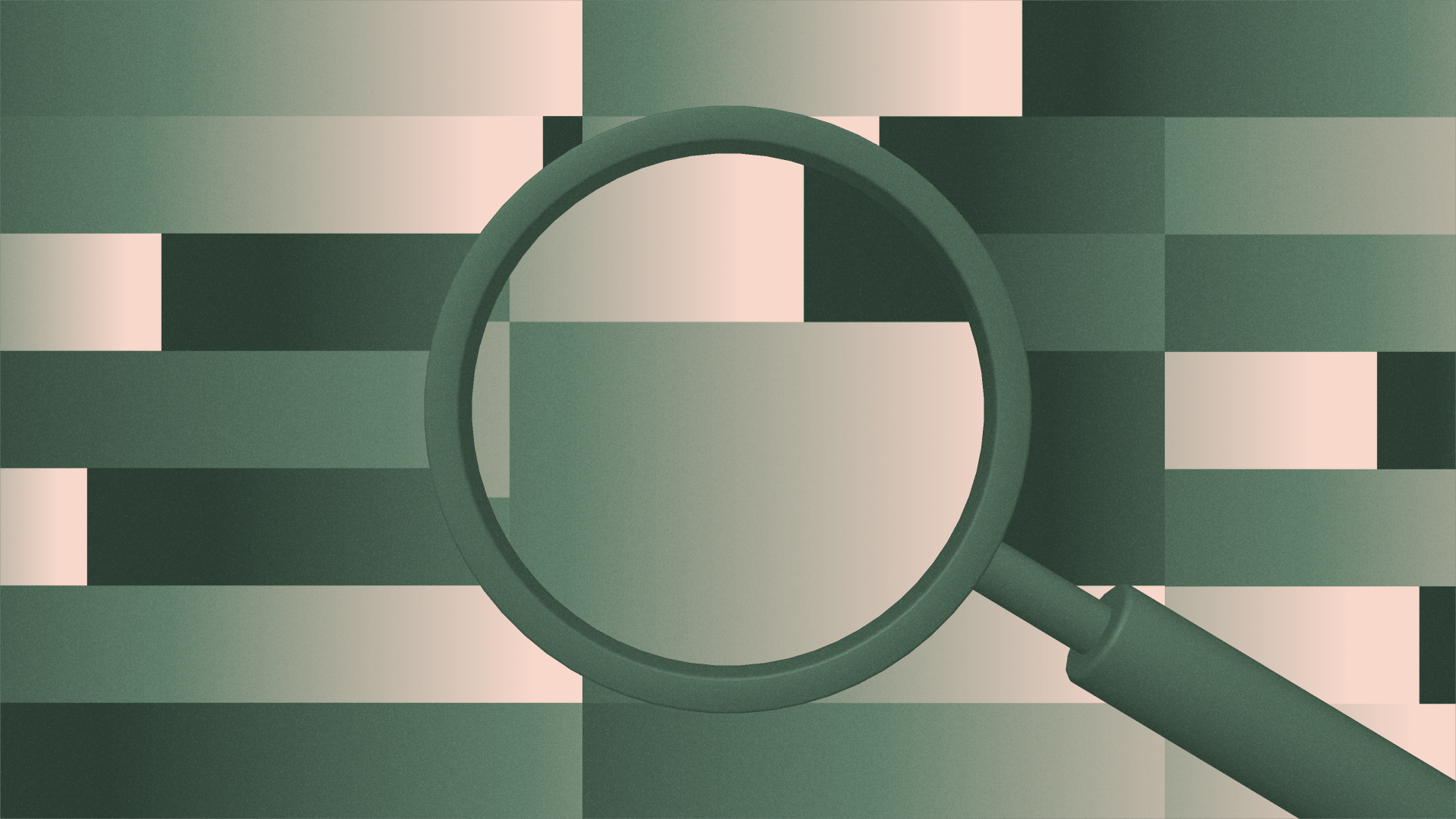 Magnifying glass over rectangular blocks