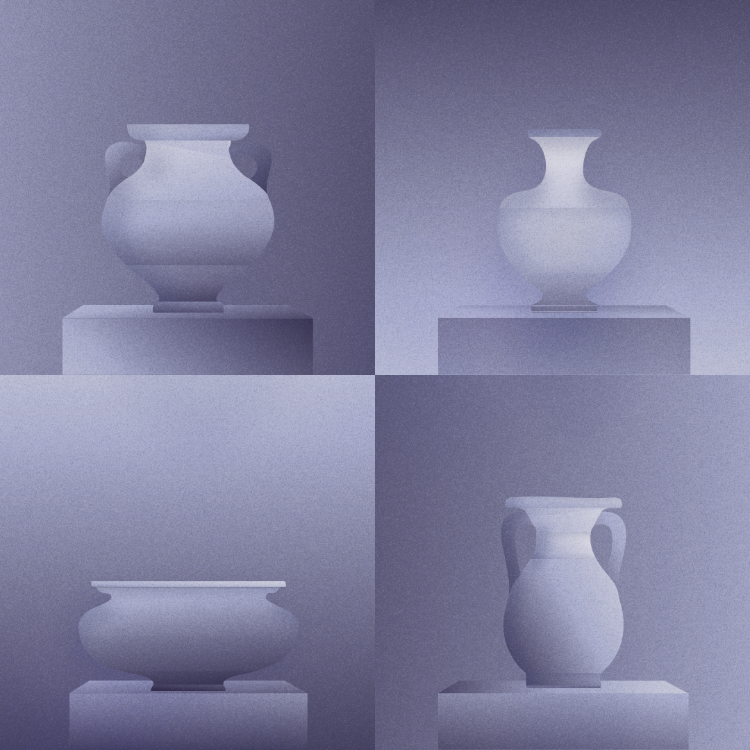 Grid of four vases of different shapes and sizes