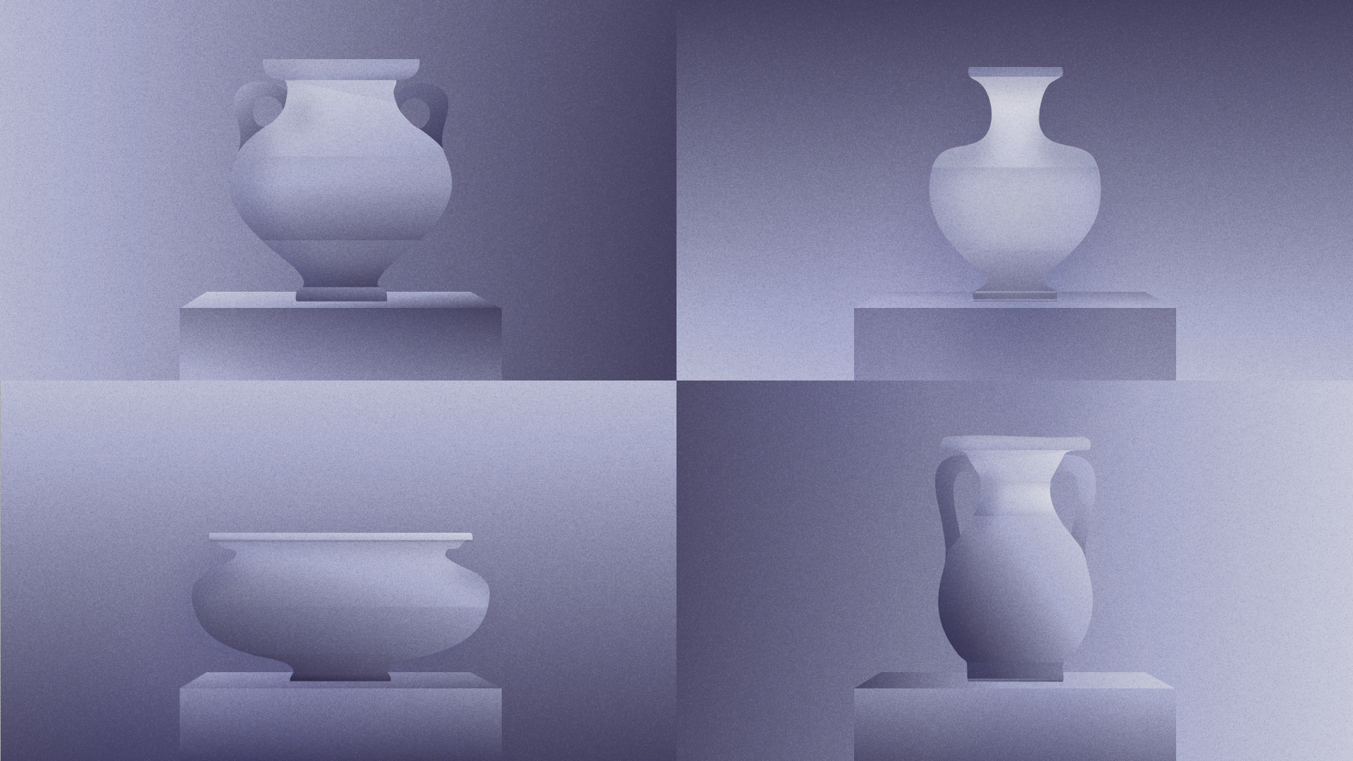 Grid of four vases of different shapes and sizes