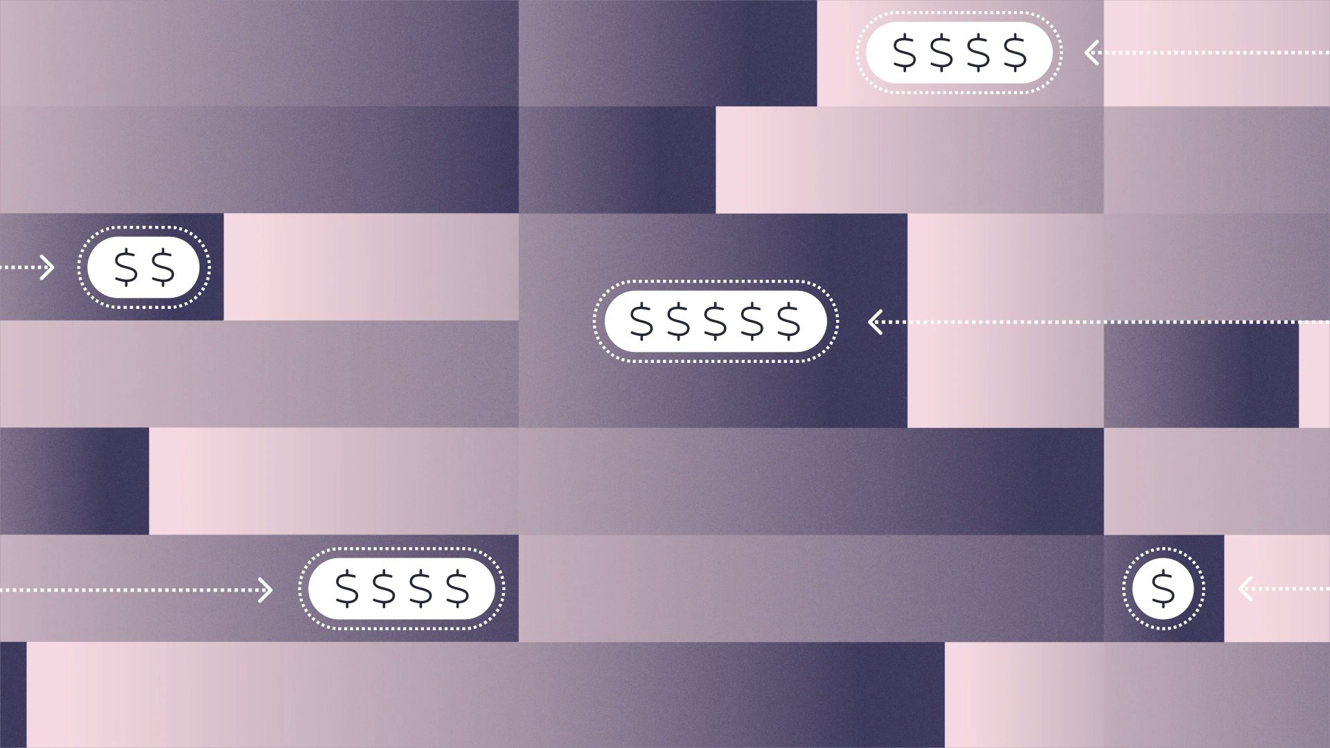 Series of bars and dollar sign icons