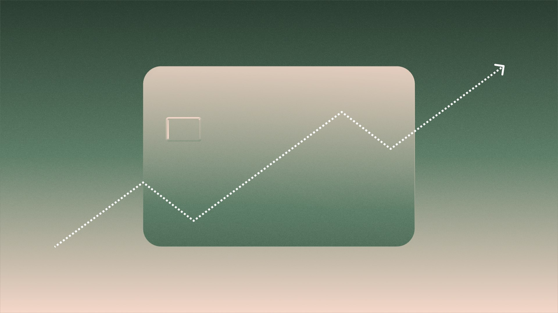 Trending up arrow over credit card