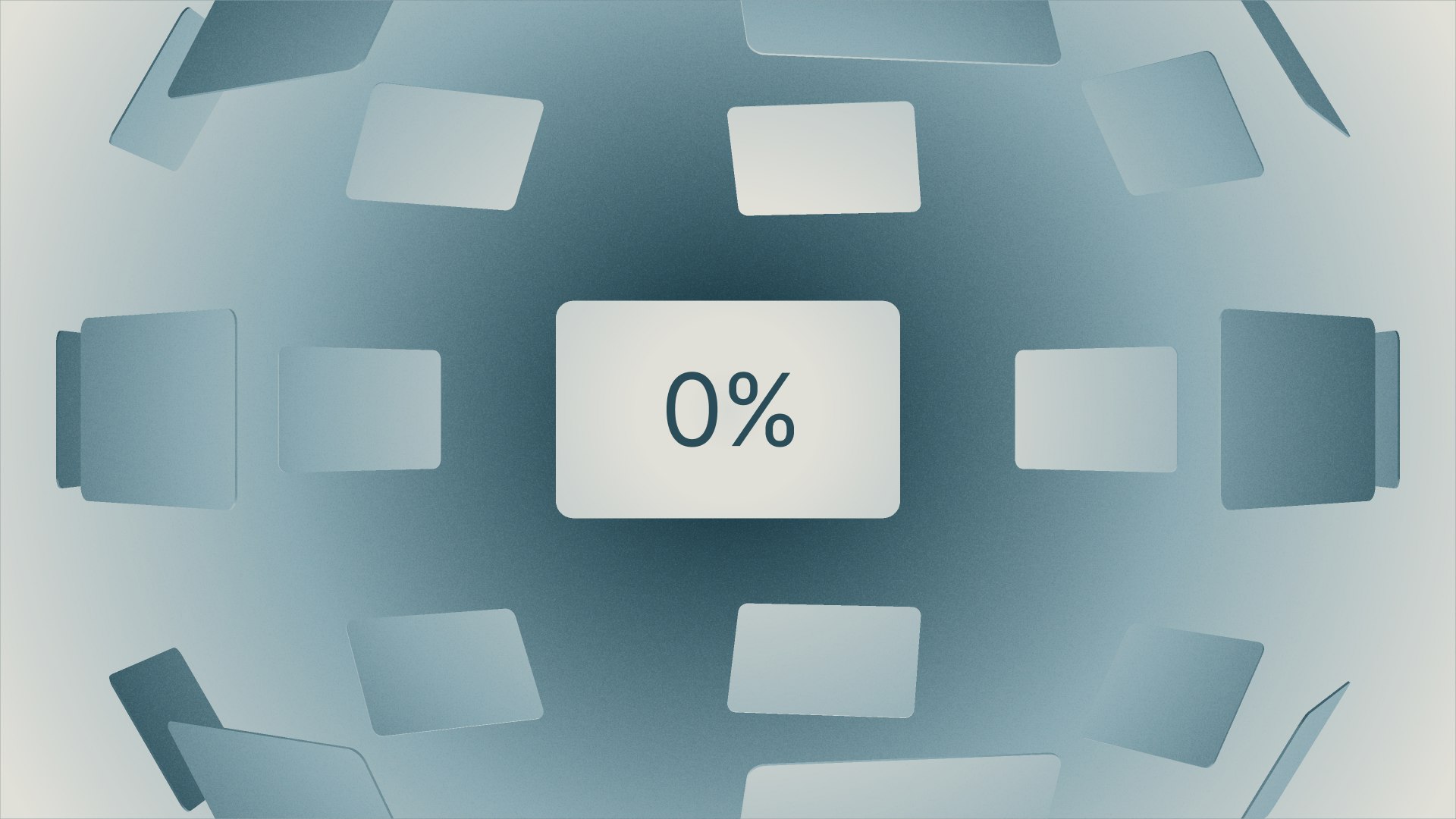 Series of card with 0% in center