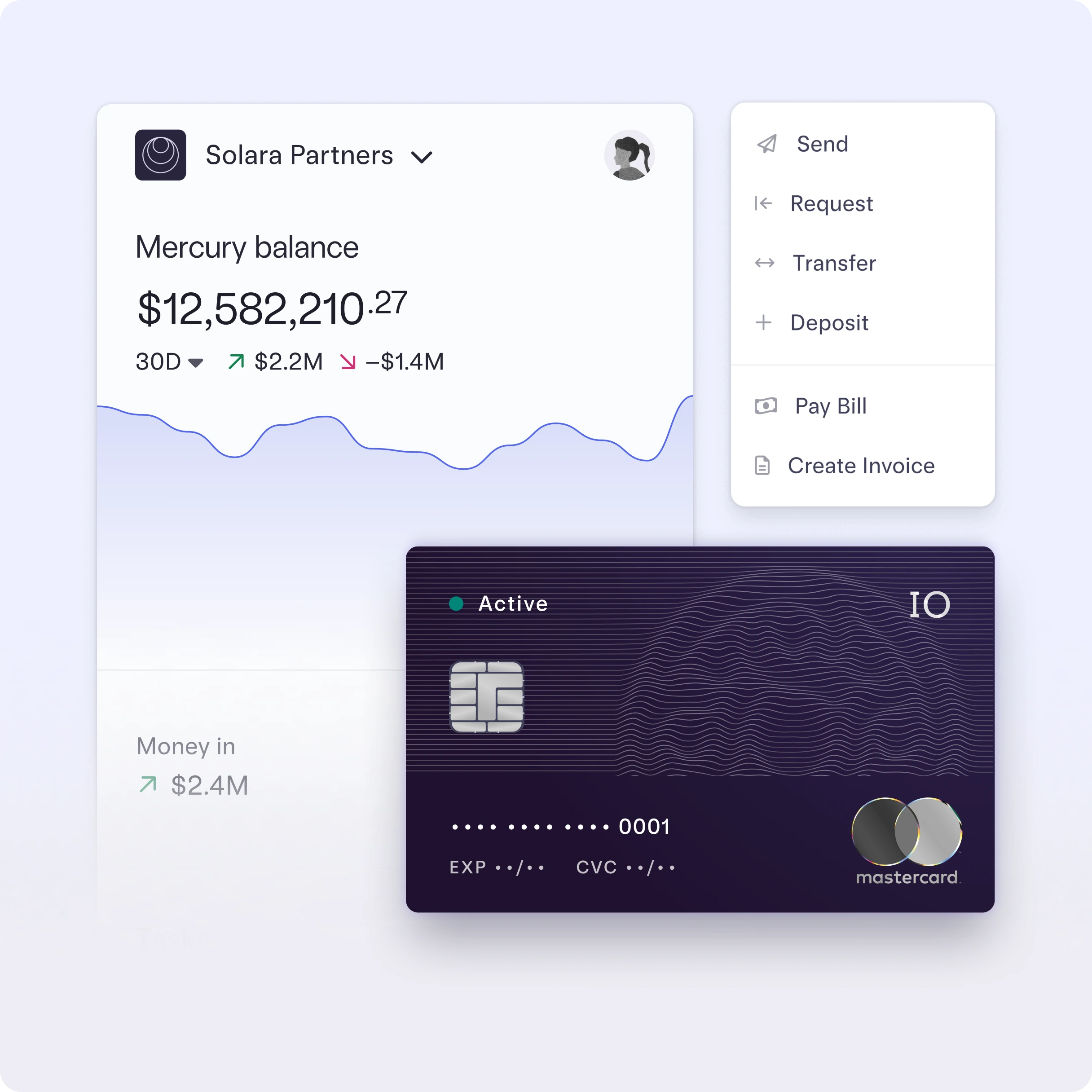 VC Fund Partner Referral Image - 1x1 Mercury dashboard images and IO credit card