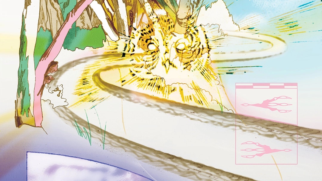 Illustration of a road and abstract representation of an owl