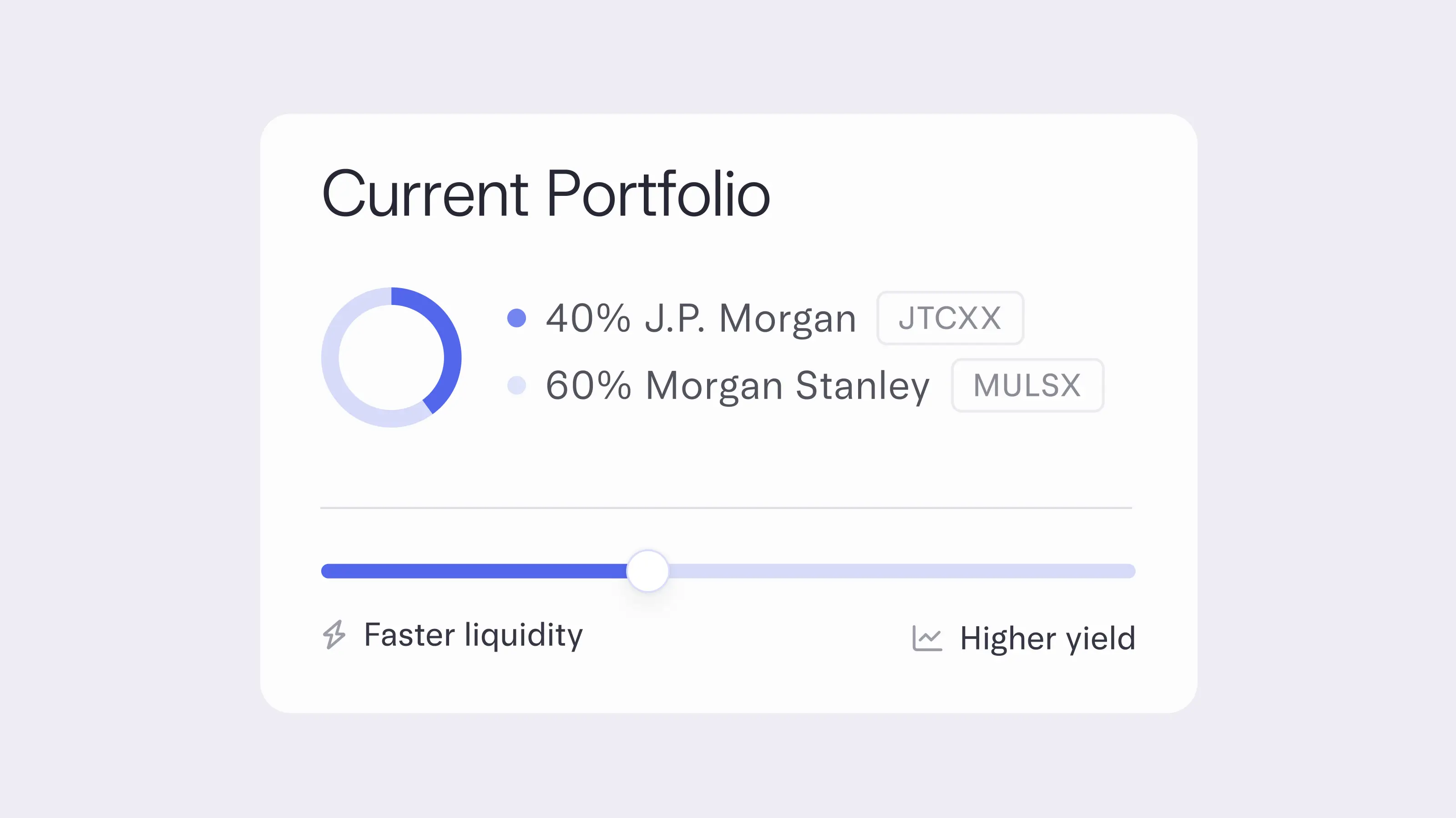 A mock part of the Mercury Treasury screen showing a user’s fund allocations.