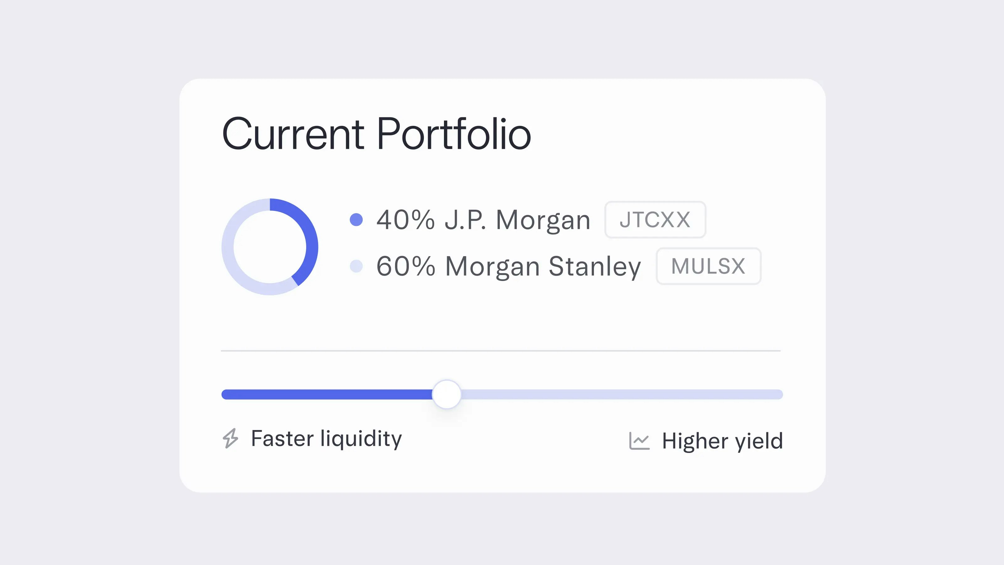 A mock part of the Mercury Treasury screen showing a user’s fund allocations.