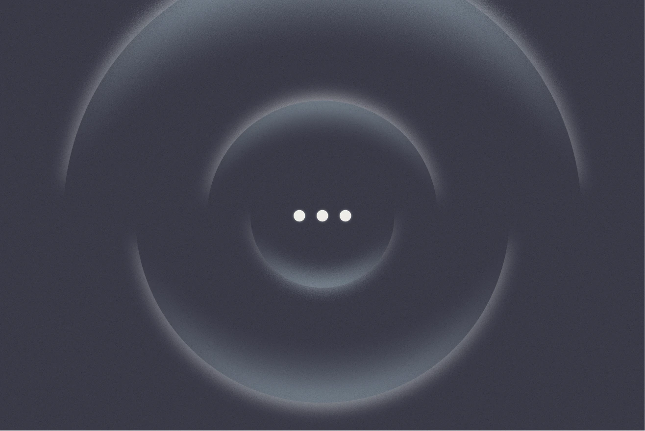 Abstract illustration with three dots at the center, suggesting conversation, guidance, and support.
