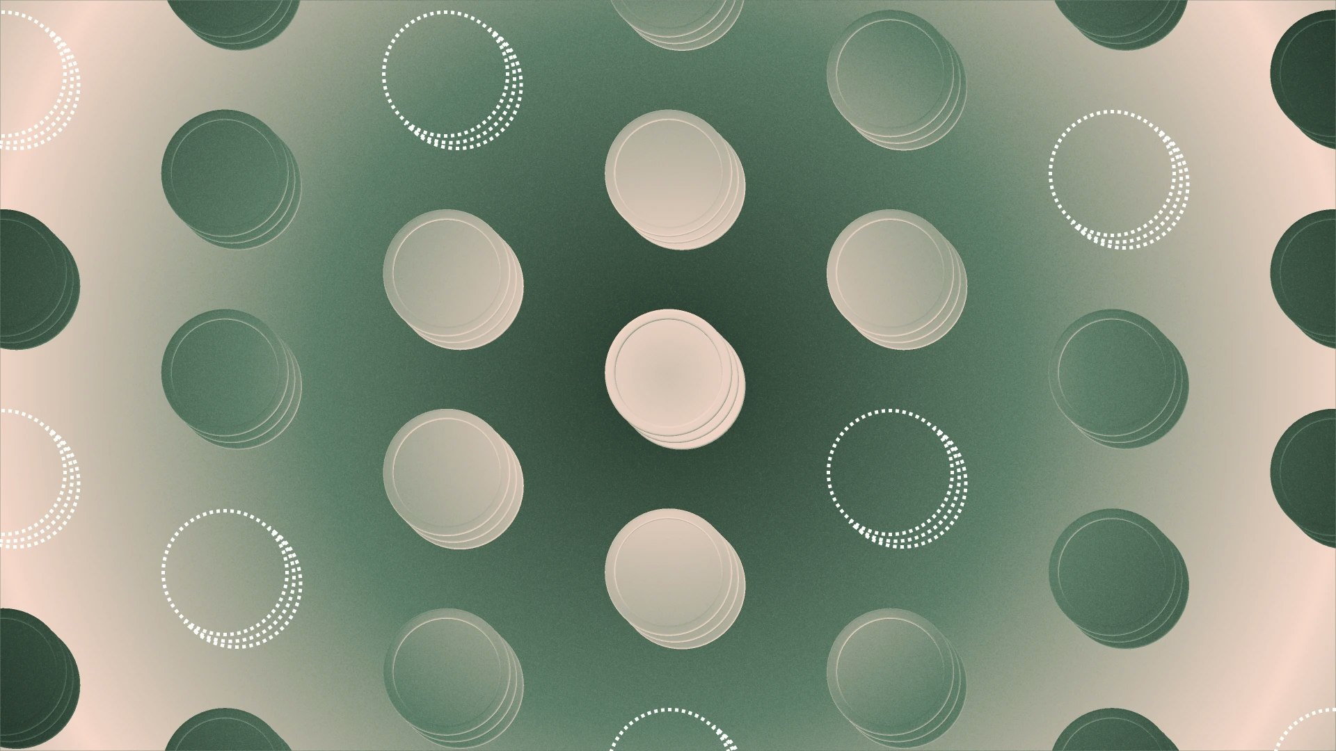 Array of solid and dotted-perimeter coins
