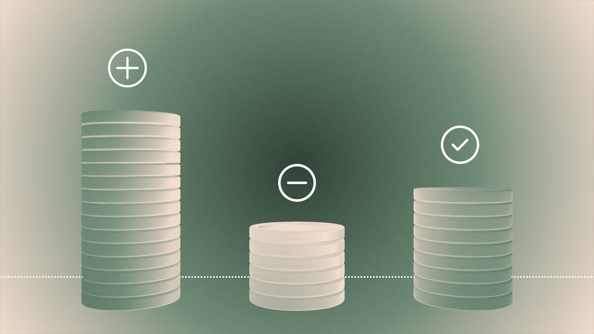 3 stacks of coins of different heights
