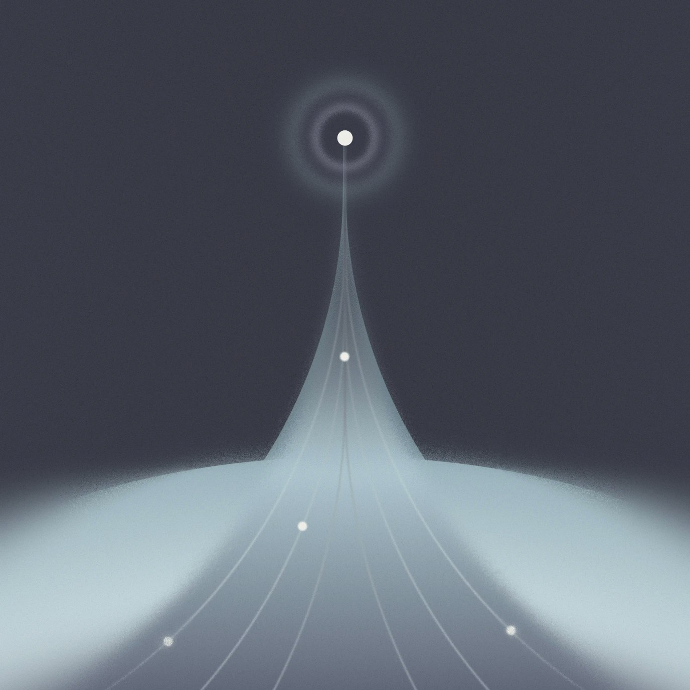 Abstract illustration depicting multiple points converging into a single focal point, suggesting simplicity and streamlined finances.