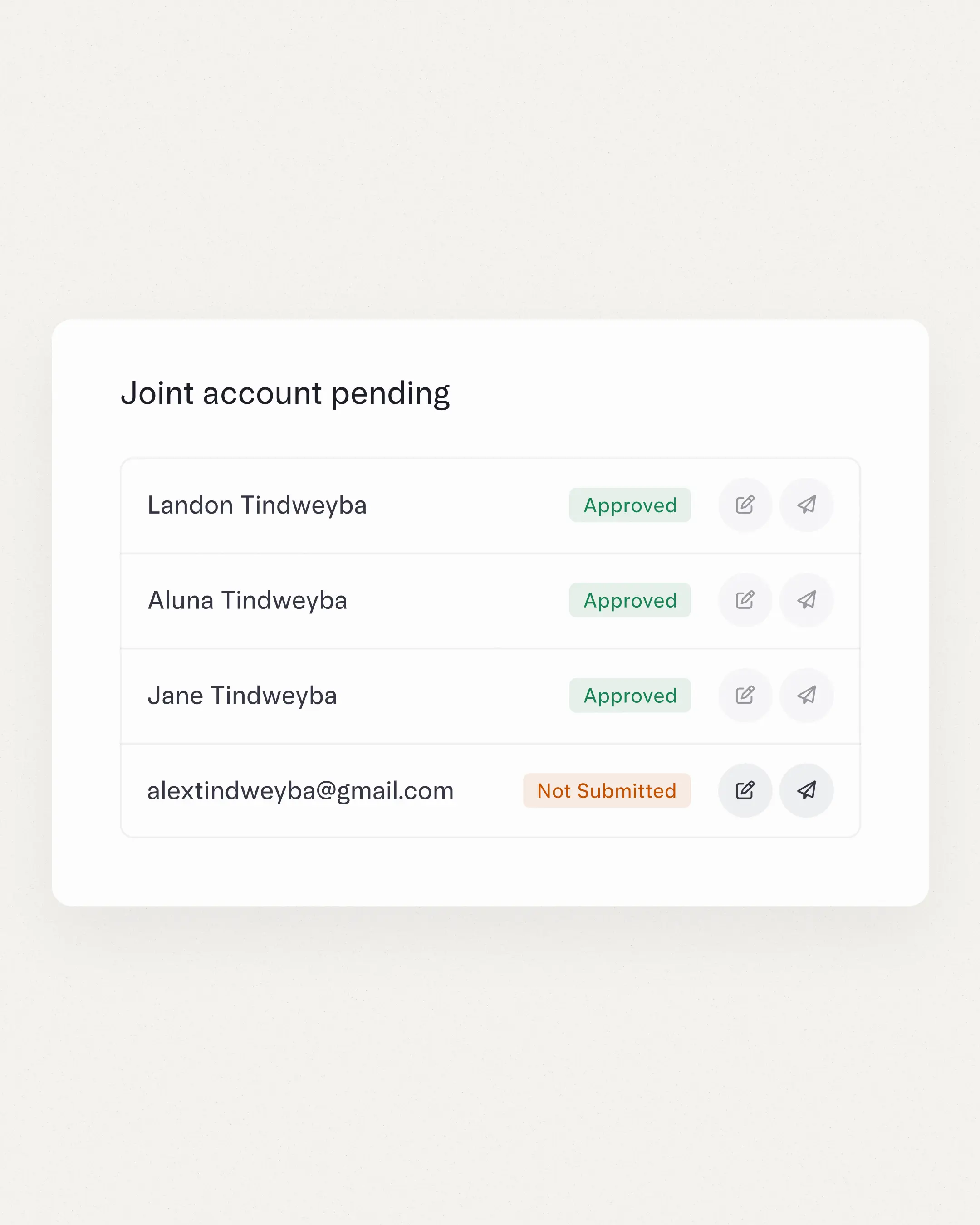 Joint account invitations