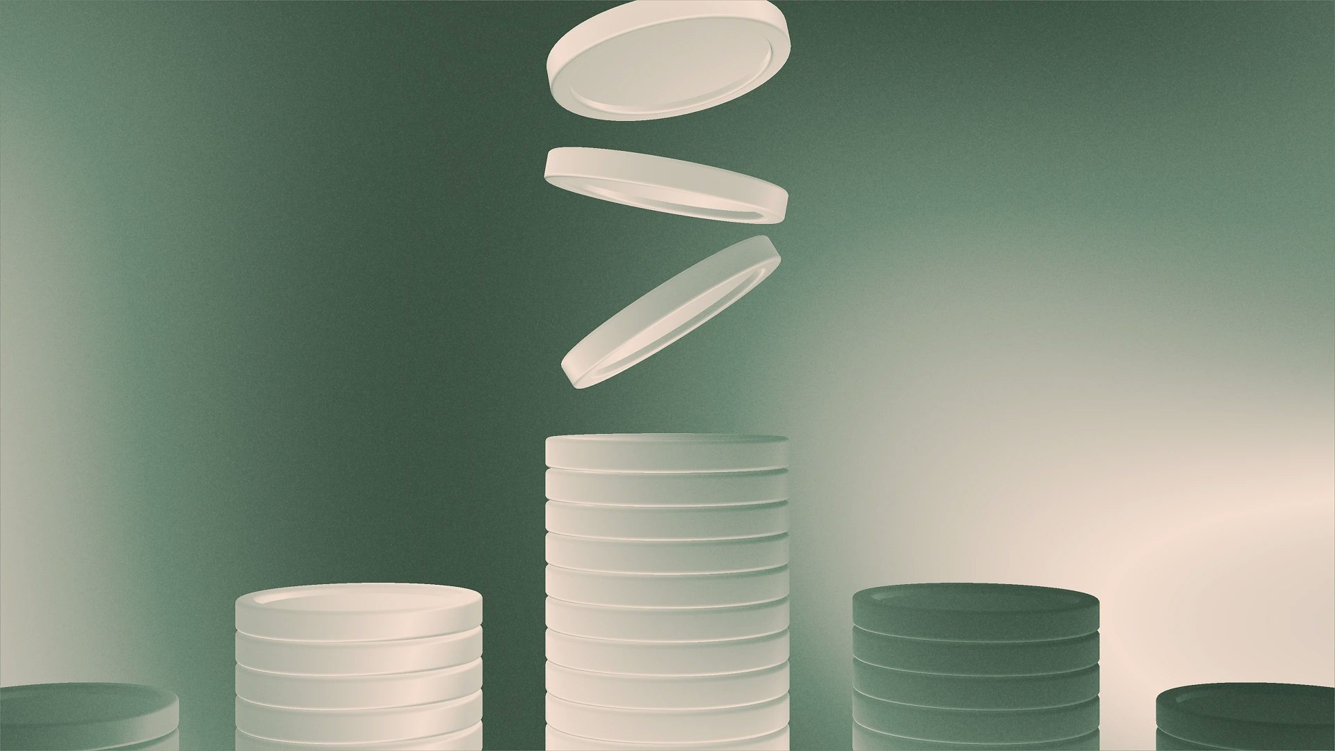 Growing stack of coins