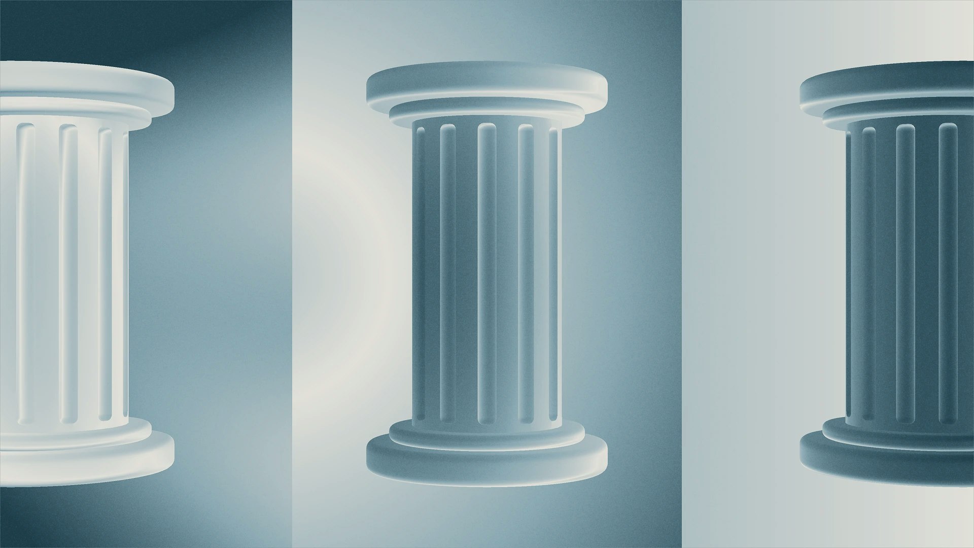 Set of three banking columns