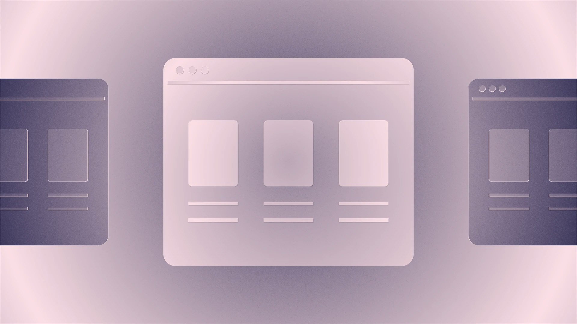 Three screens with site UI