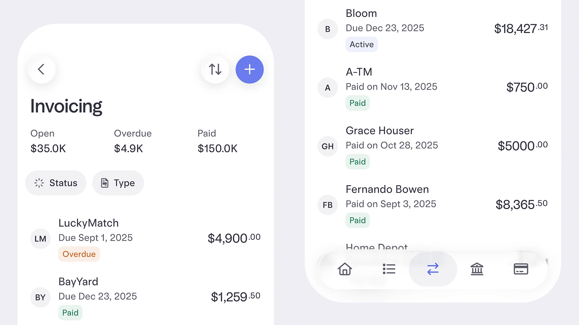A photo of the Mercury mobile app with a generated invoice