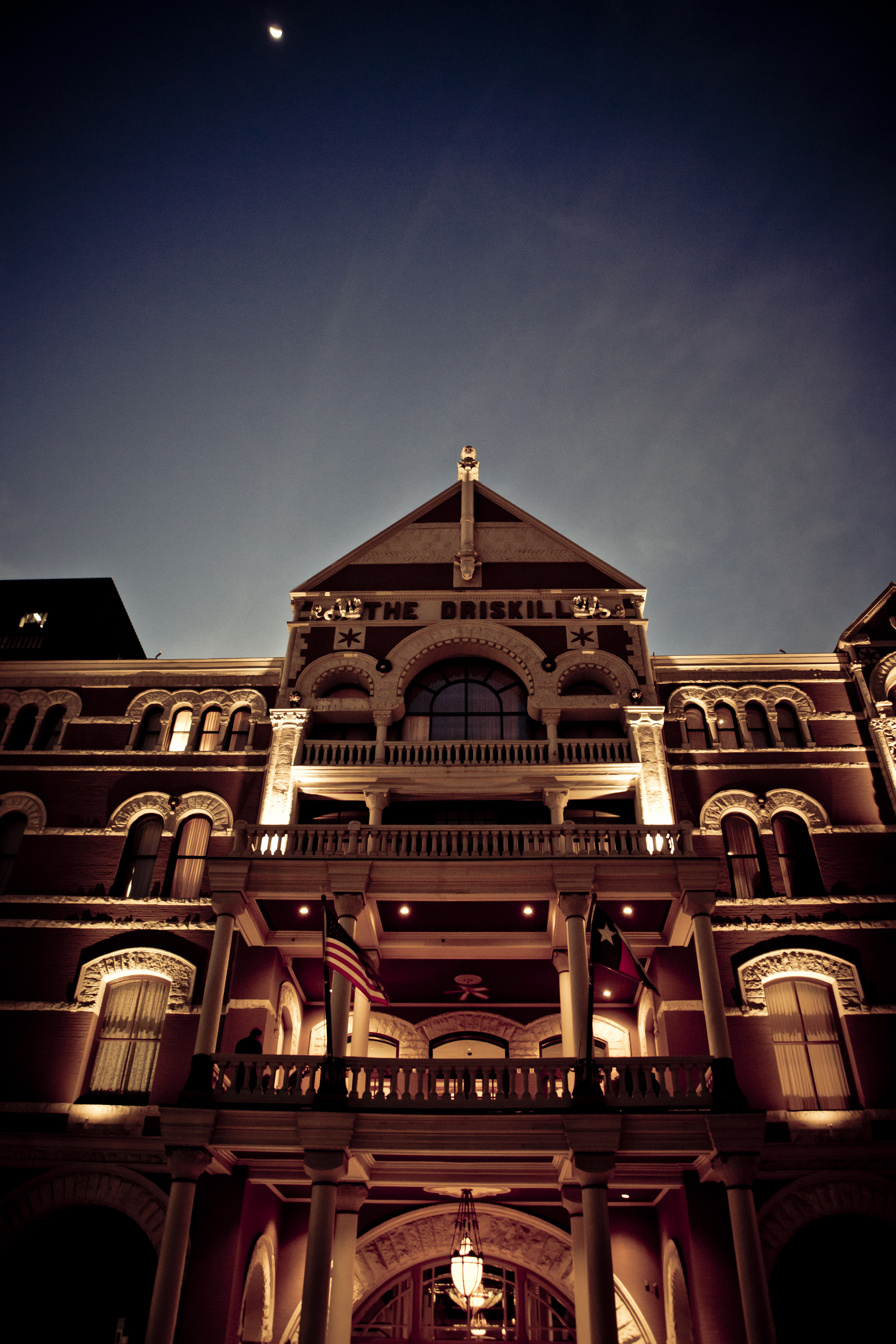 driskill hotel at night