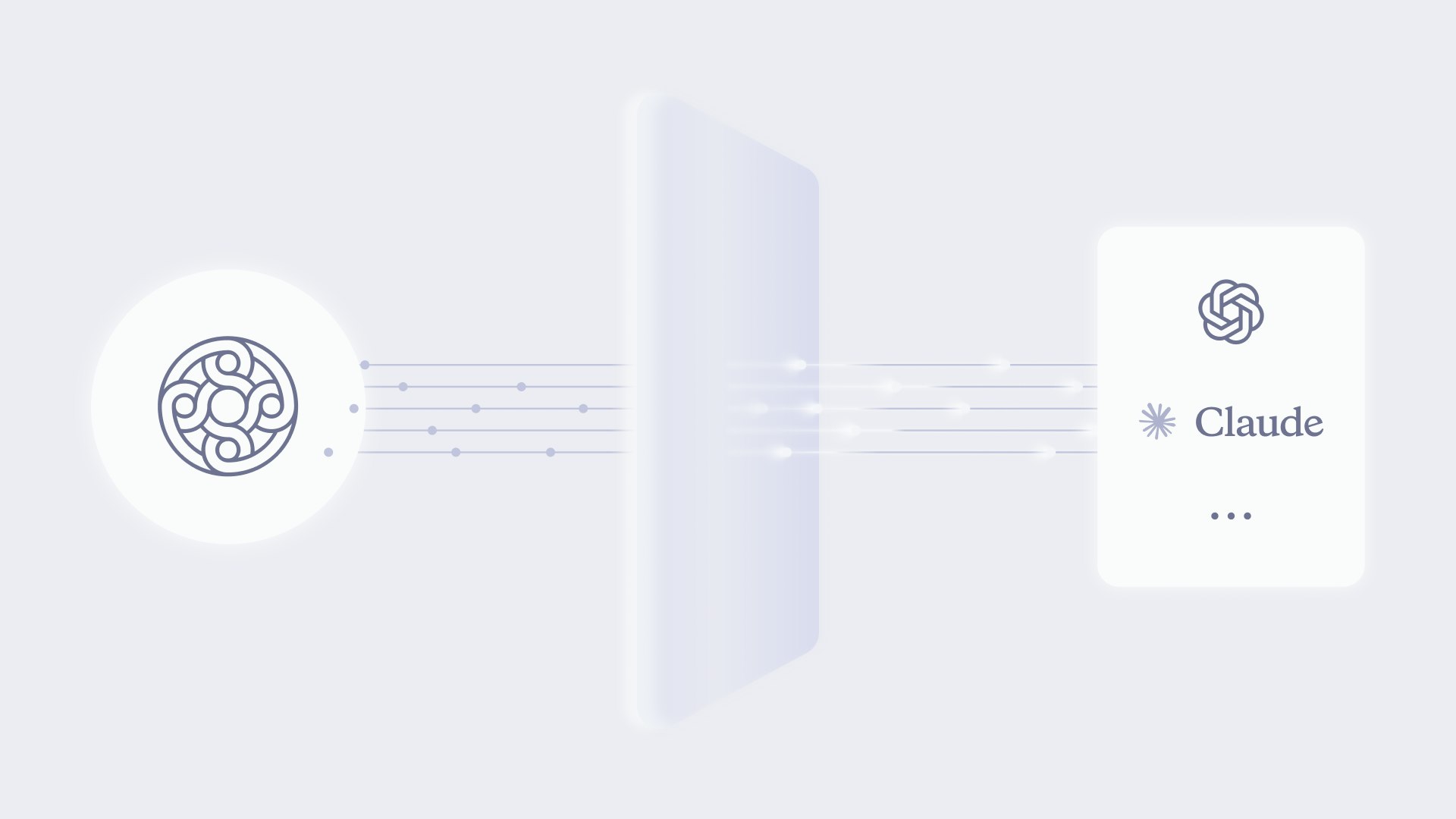 An image of data flowing from one AI model to another labeled “Claude.”
