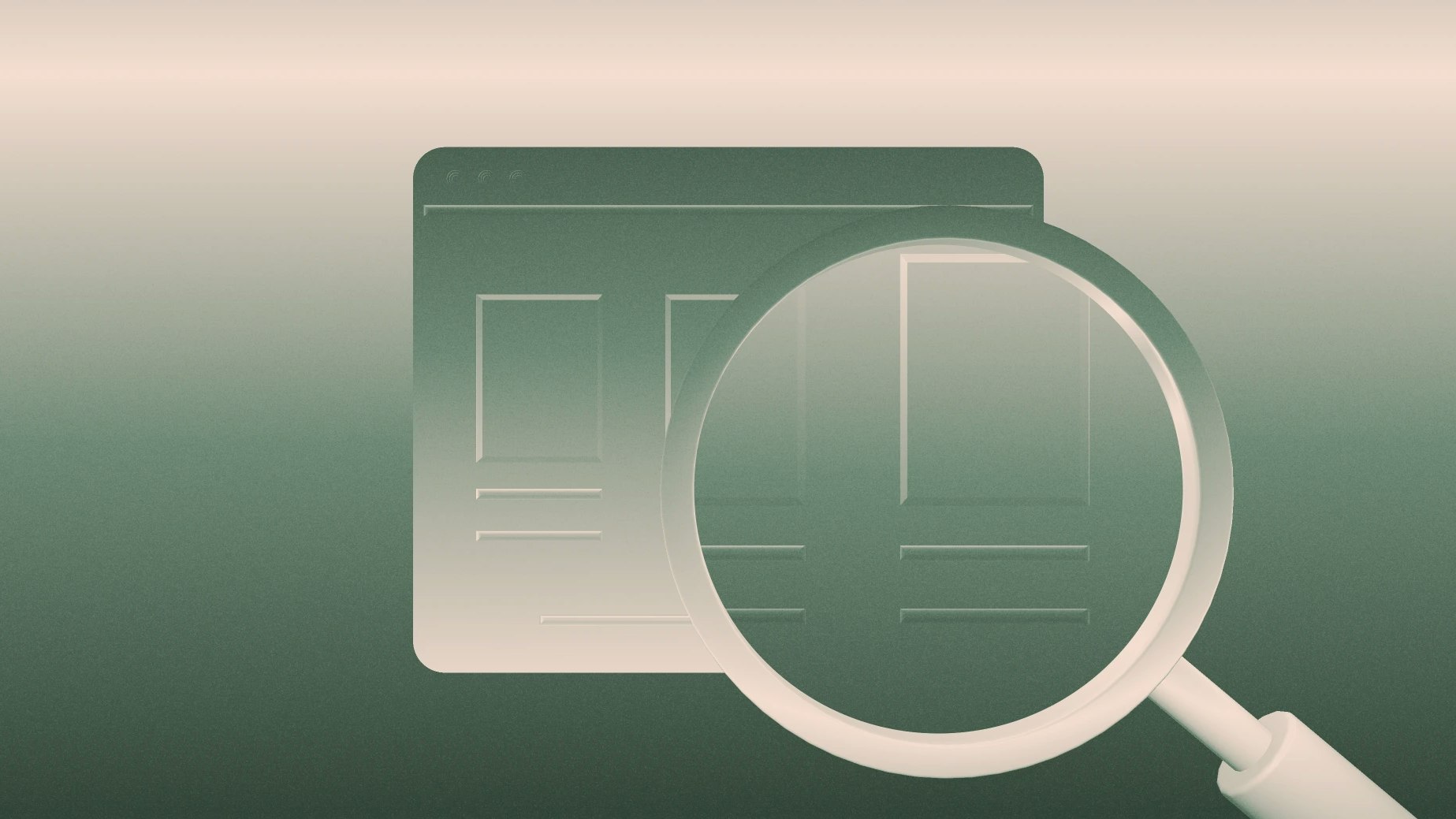 Magnifying glass over screen UI