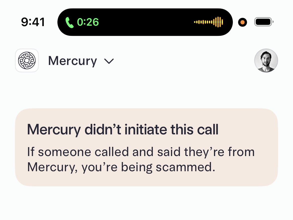 Mobile app alert for potential scam call