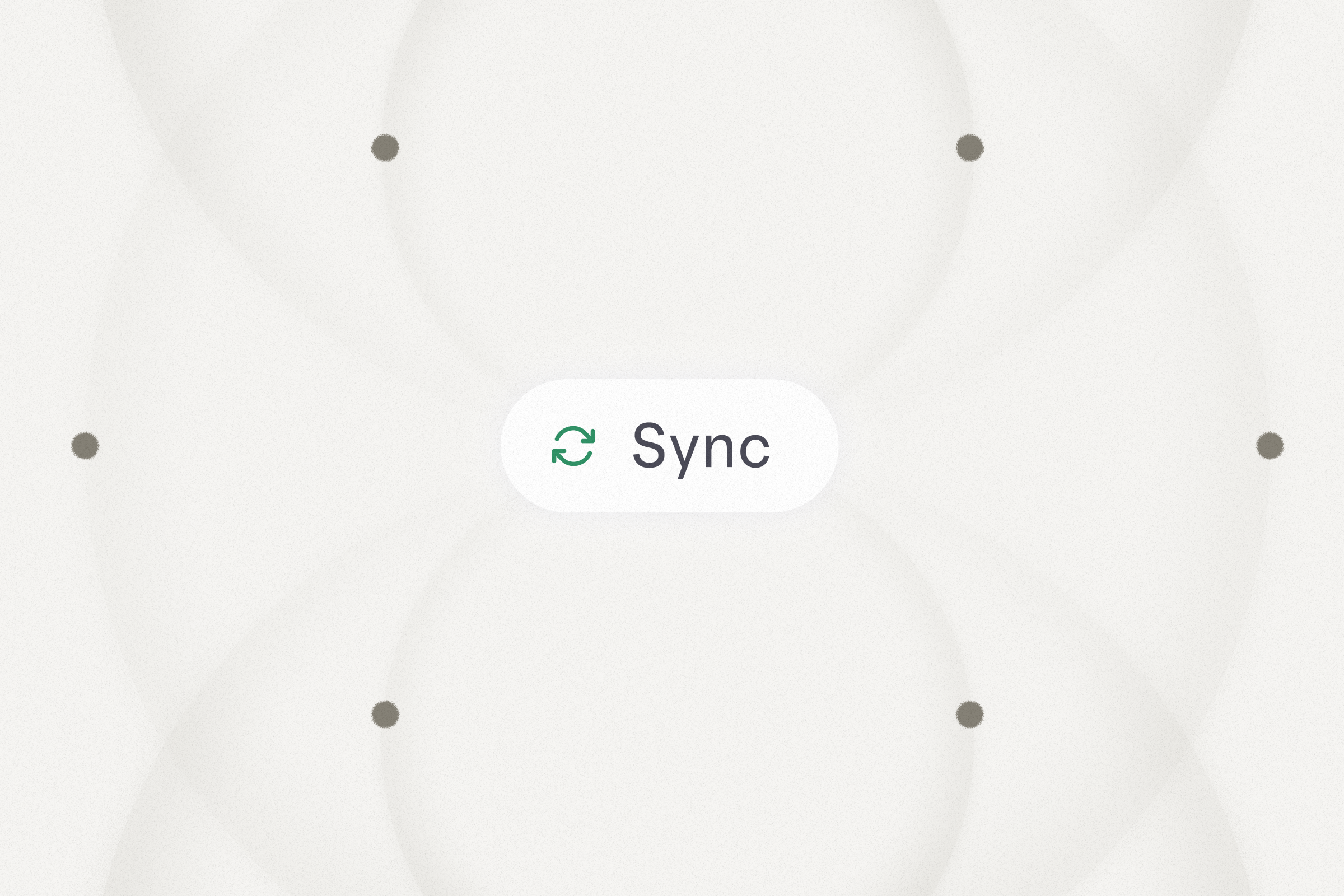 Abstract visual of six circles meeting in the center of the image with a "sync" button in the middle