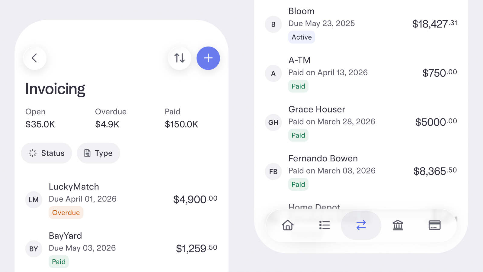 An image showing invoicing on the mobile app.