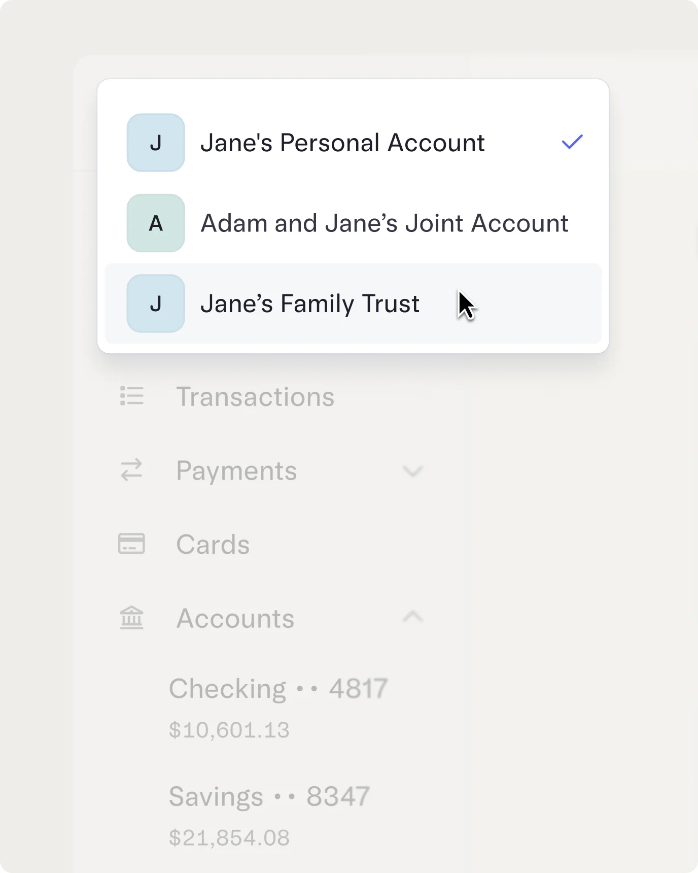 Personal, joint, and trust accounts