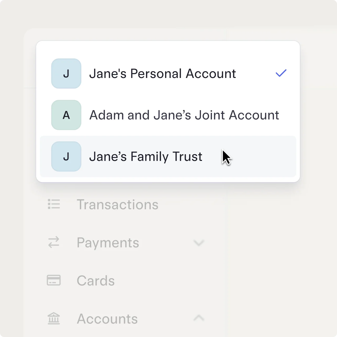 Personal, joint, and trust accounts