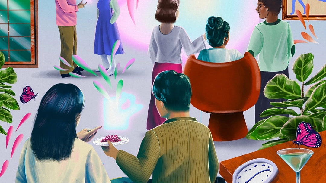 Illustration of people gathering