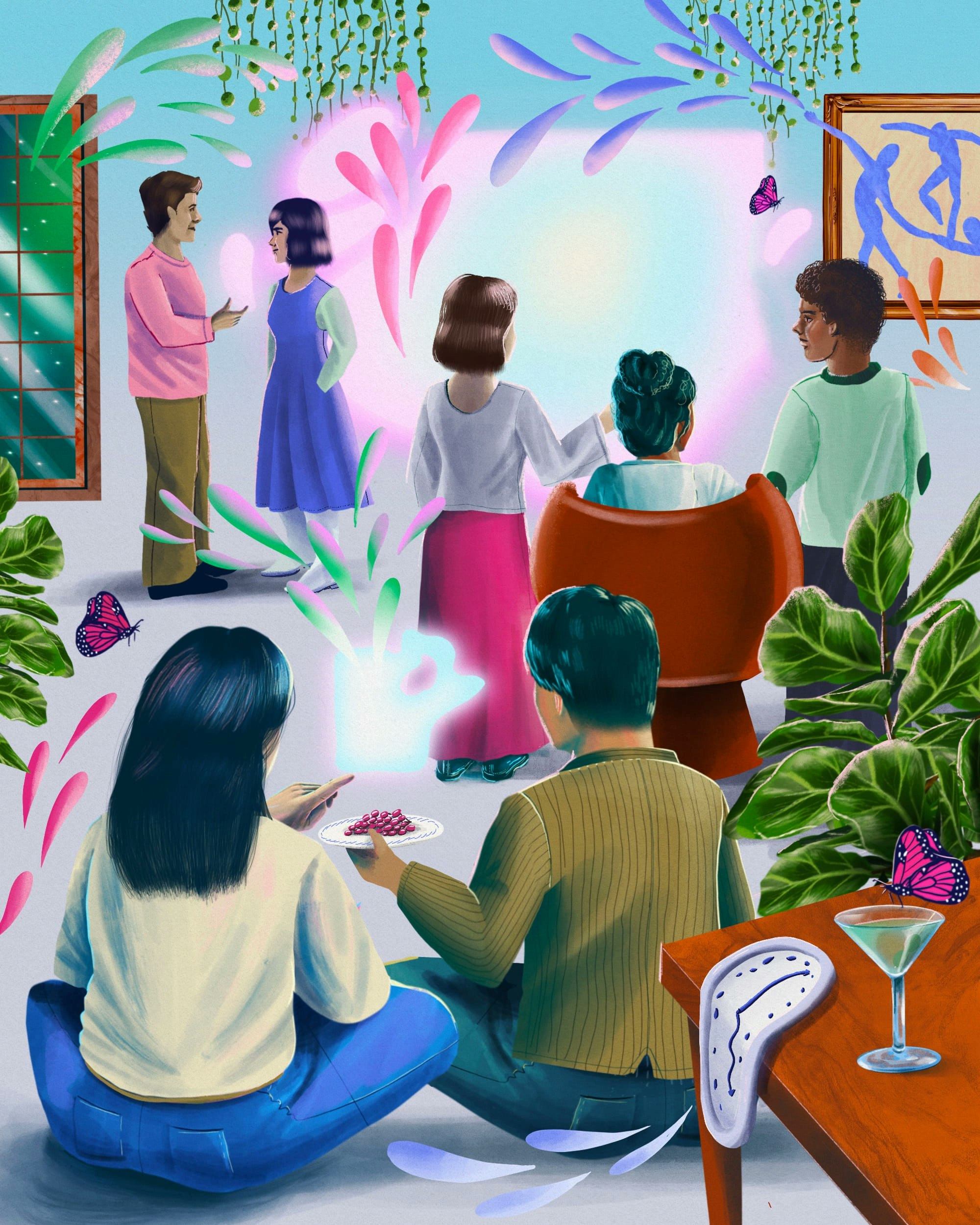 Illustration of people gathering
